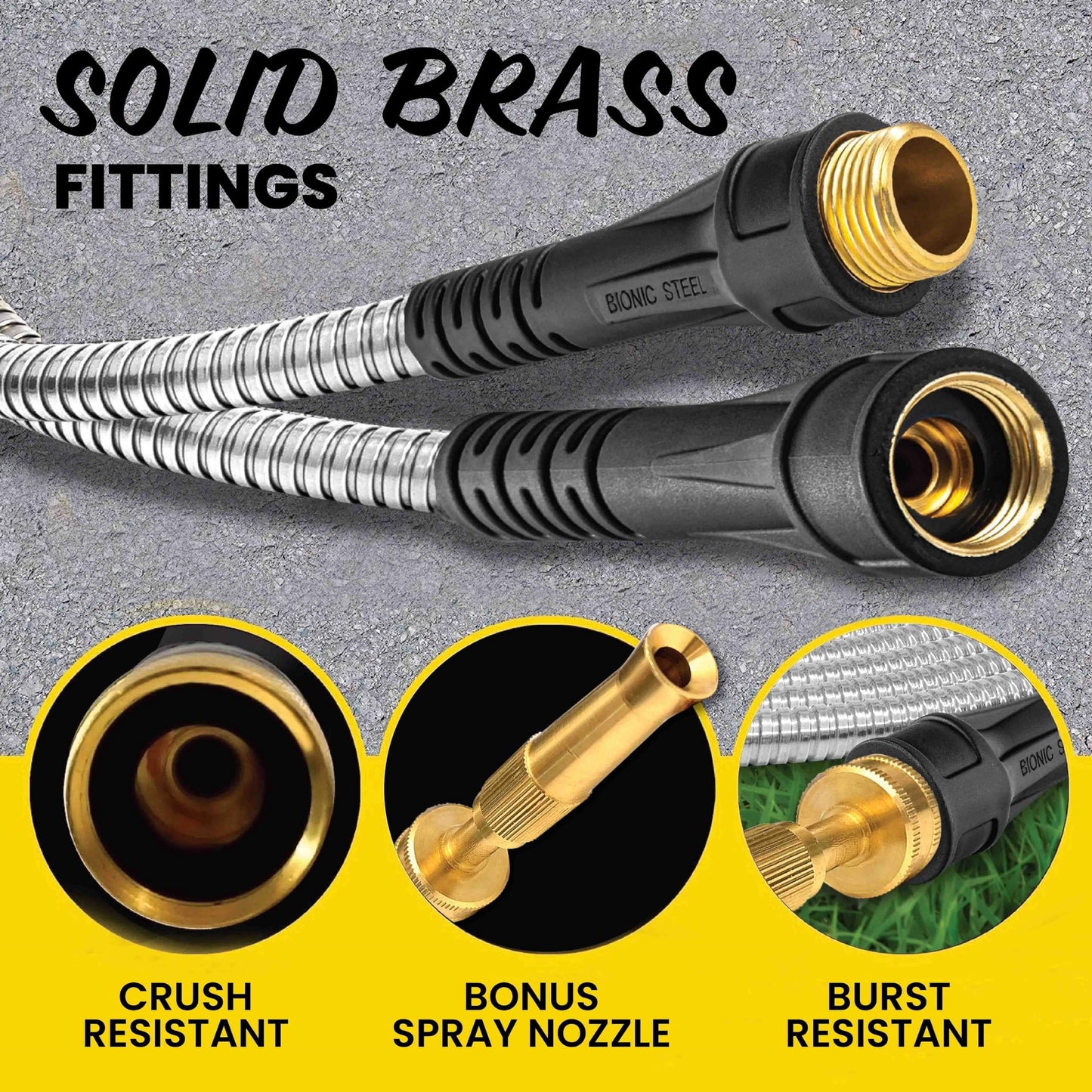 Bionic Steel Pro Metal Garden Hose 25 Ft, Rust Proof 304 Stainless Steel Water Hose with Brass Fittings, Flexible & Heavy Duty Hose, Lightweight, Kink Free & Easy Coil Outdoor Hose- 2021 Model