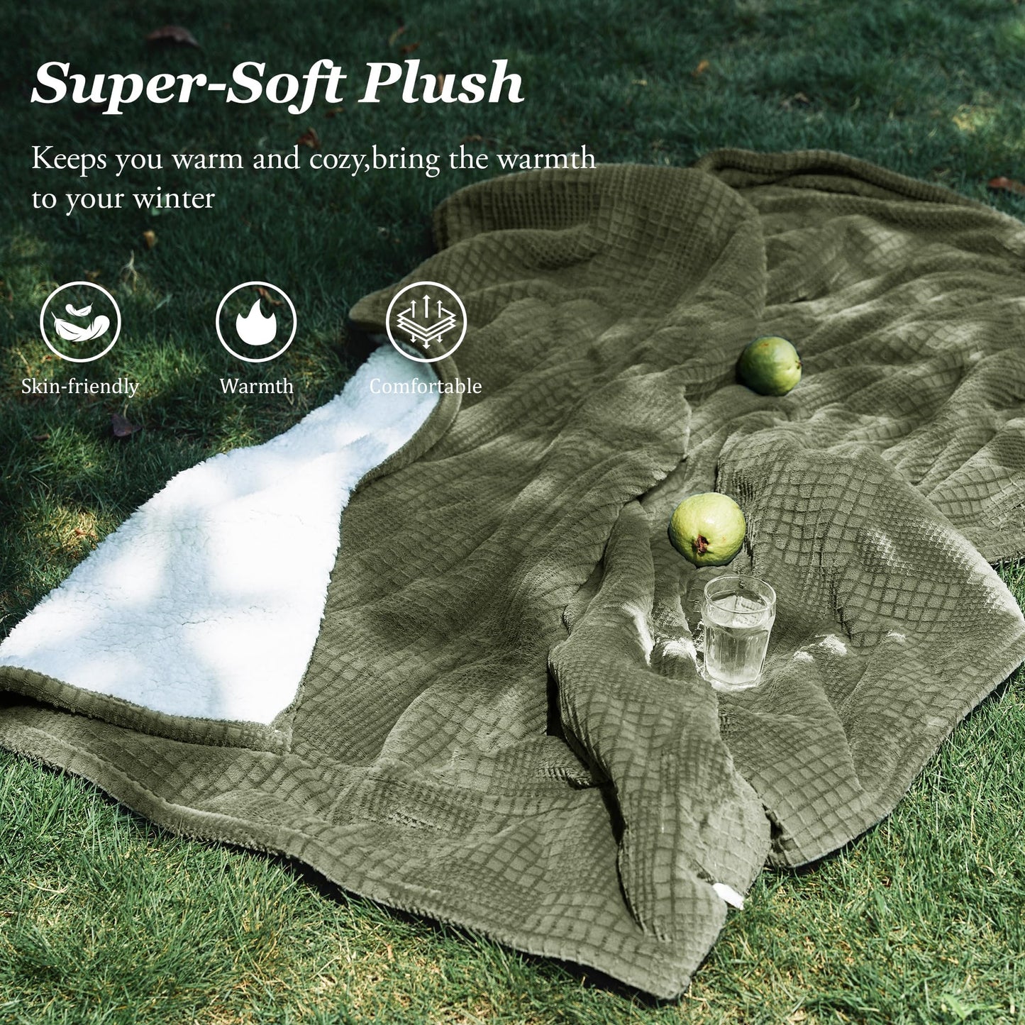 Heated Blanket Electric Blanket Throw 50''X60''-Heating Blanket with 9 Heat Settings-2-10 Hours Auto Off,ETL Certified,Machine Washable (Gray Green)