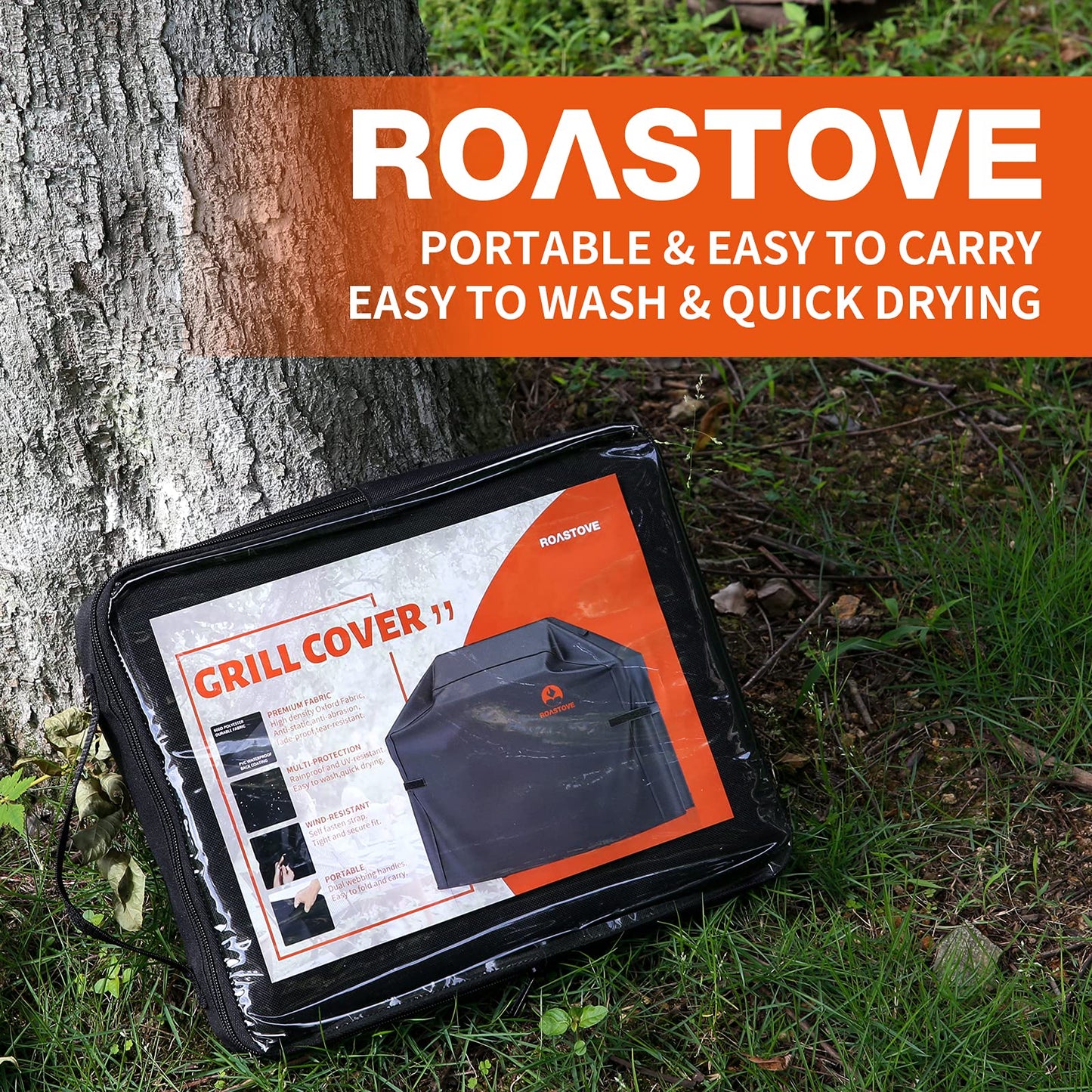 Roastove BBQ Grill Cover, 600D Heavy Duty Oxford Fabric Grill Cover for Weber,Brinkmann,Char Broil etc.(UV & Dust & Water Resistant, Weather Resistant, Rip Resistant)(52" L x 26" W x 43" H, Black)…