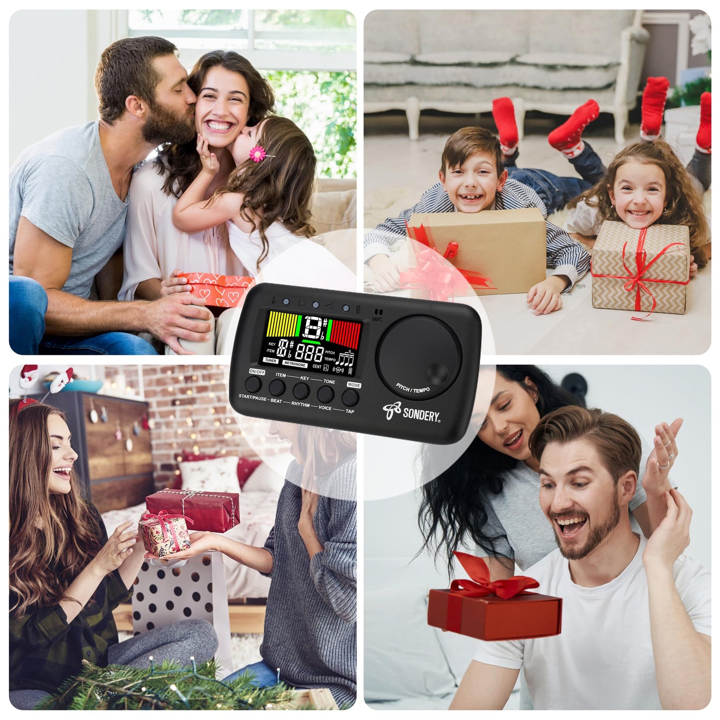 Sondery Digital Metronome Tuner 3 in 1 for All Instruments，Rechargeable Metronome with Tap Tempo, Chromatic Tuner Tone Generator for Guitar, Bass, Violin, Clarinet, Piano, Trumpet, Flute