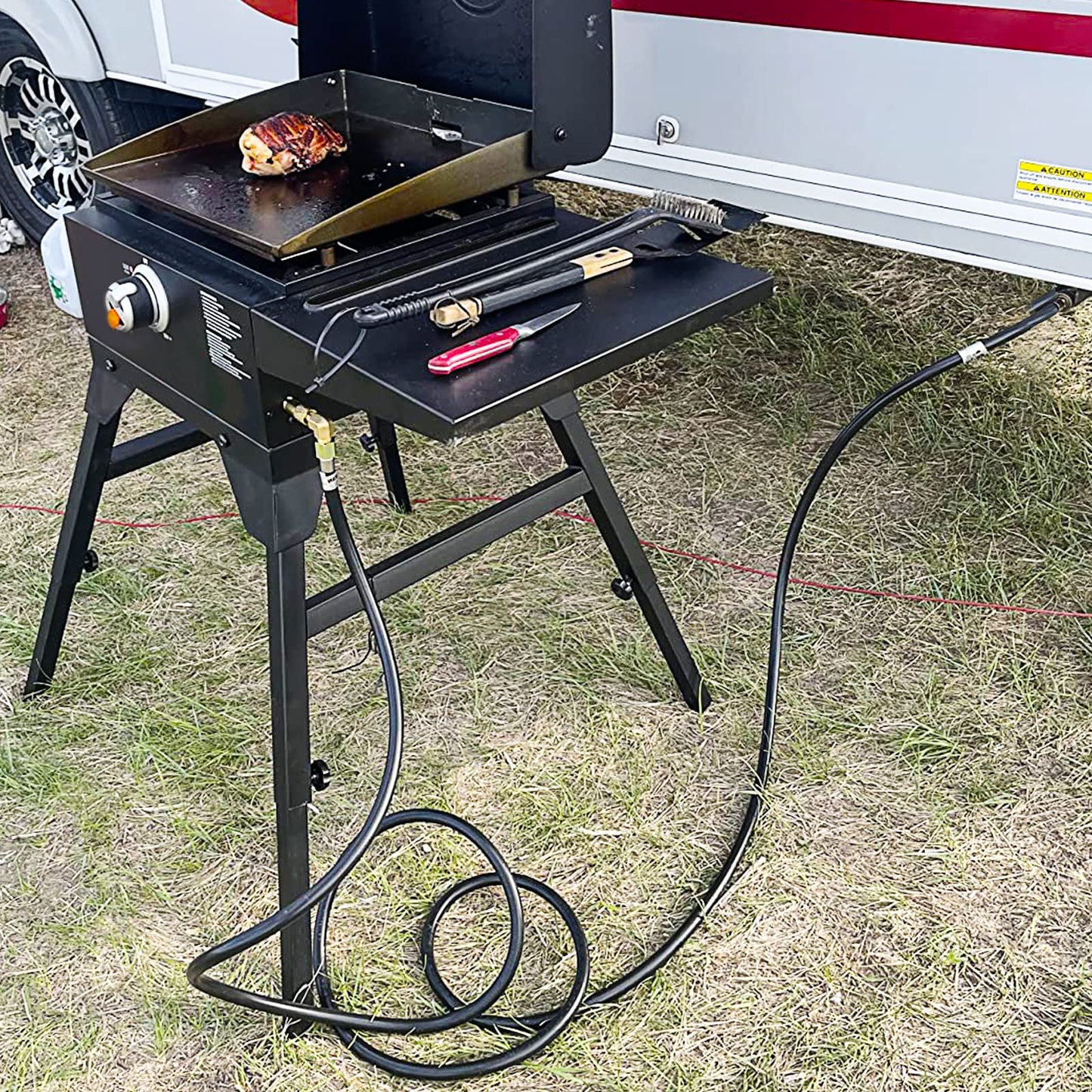 GASPRO 24-Foot RV Quick Connect Propane Hose for Camping Grill, Camp Chef Stove, Outland Fire Bowl, Portable Fire Pit and More