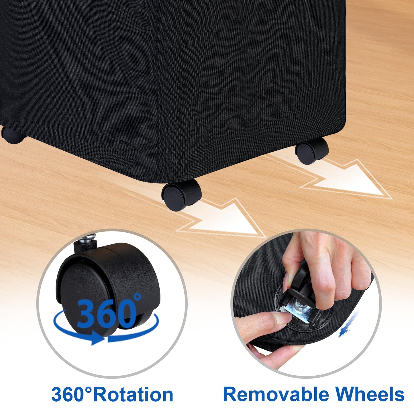 efluky Laundry Basket with Wheels, Tall Rolling Laundry Hamper with Lid and Removable Bag, Aesthetic Dirty Clothes Hamper on Wheels for Laundry Room, Bedroom, Dorm and Bathroom, 100L Black