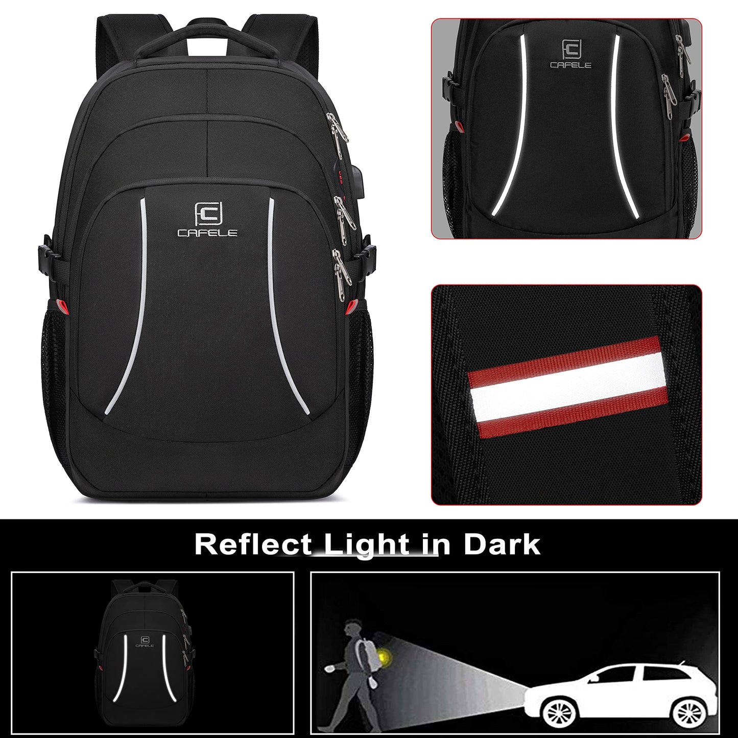 Backpack,17.3 inch Laptop Backpack,Large Bookbag Computer Rucksack with USB Charging Port,Water Resistant Sturdy Backpack for Business College School Travel,Men Women Casual Daypack,Black