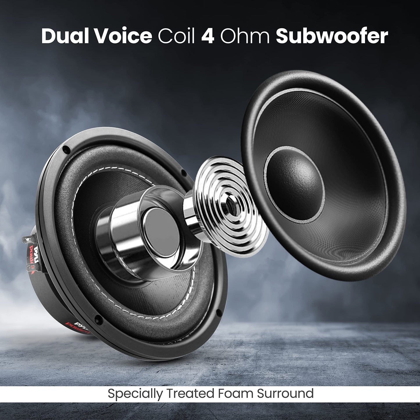 Pyle 6.5” Car Subwoofer Speaker – 600W Dual Voice Coil 4-Ohm, Non-Pressed Paper Cone, Foam Surround Vehicle Audio System