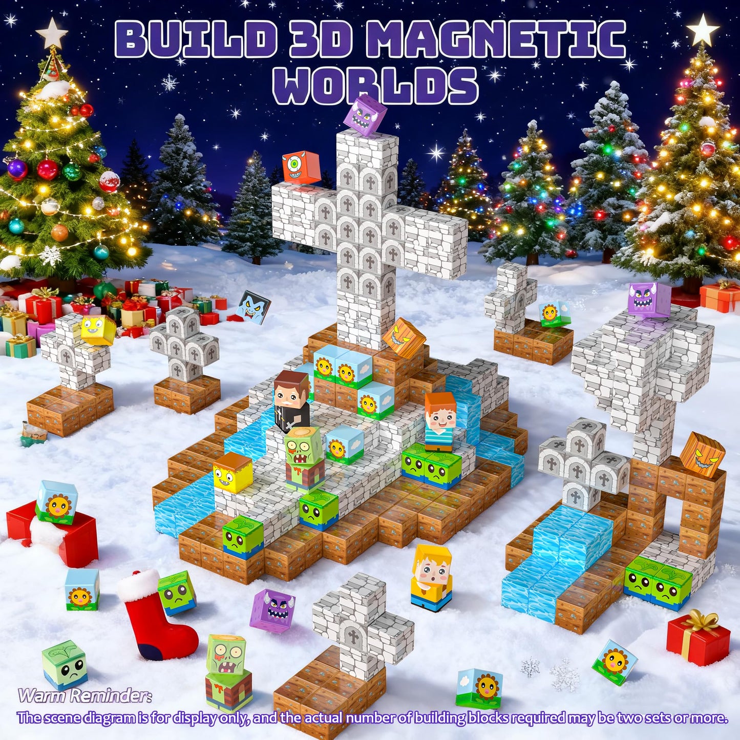 Upgraded Magnetic Blocks, 150Pcs Magnetic Building Blocks for Kids, 1 Inch Stacking Mine Block, Montessori Sensory Constructions Toys for Boys Girls Age 3 4 5 6 7 8 9 10 Christmas Birthday Gifts