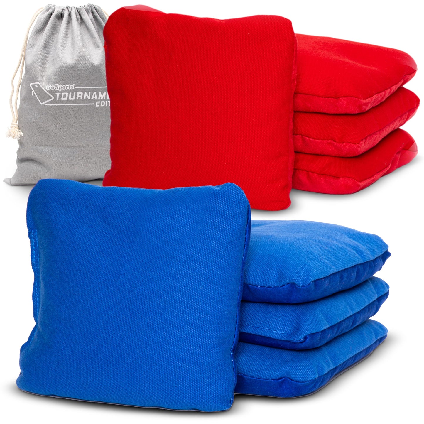 GoSports Dual Sided Cornhole Bean Bags - Slide and Stop Regulation Tournament Bean Bags, Set of 8 - Red and Blue