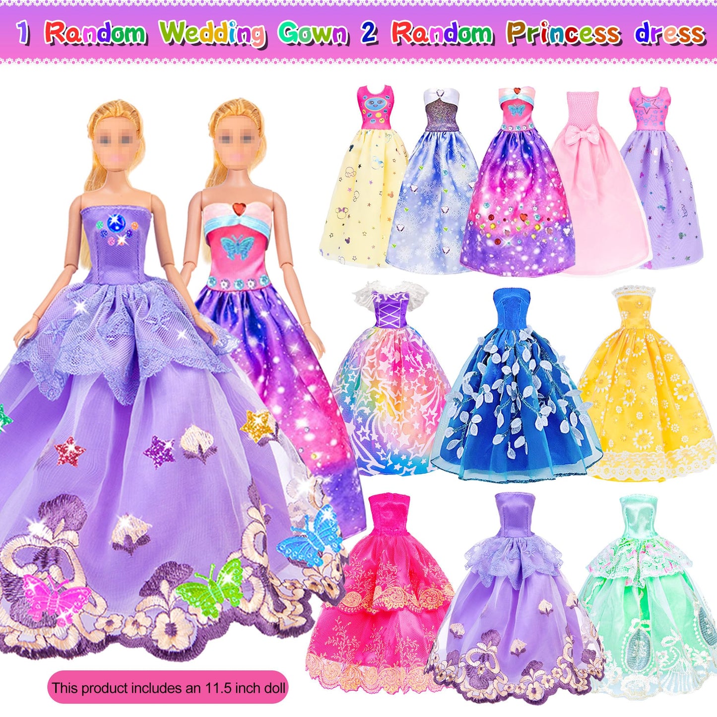 Doll and Accessories Doll with Closet Including-one 11.5 inch Girl Doll, 9 Looks, Rack Dress Shoes Hangers Necklace and Other Accessories