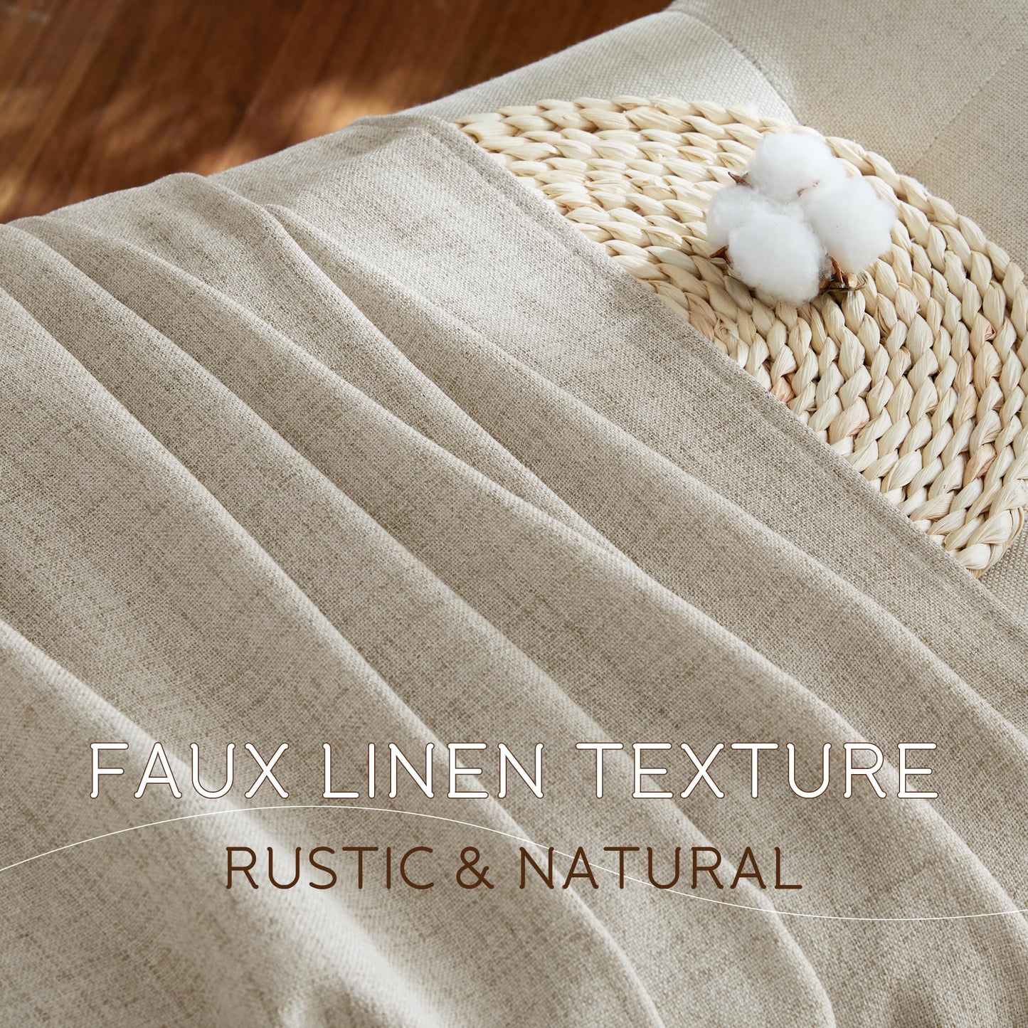 NICETOWN Linen Curtains 84 inches Long Light Filtering for Living Room, Rod Pocket & Back Tab Washable Window Treatments Faux Semi Sheer Privacy with for Farmhouse, W52 x L84, 2 Panels, Oatmeal