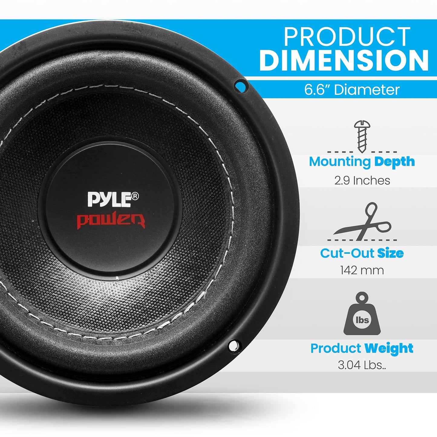 Pyle 6.5” Car Subwoofer Speaker – 600W Dual Voice Coil 4-Ohm, Non-Pressed Paper Cone, Foam Surround Vehicle Audio System