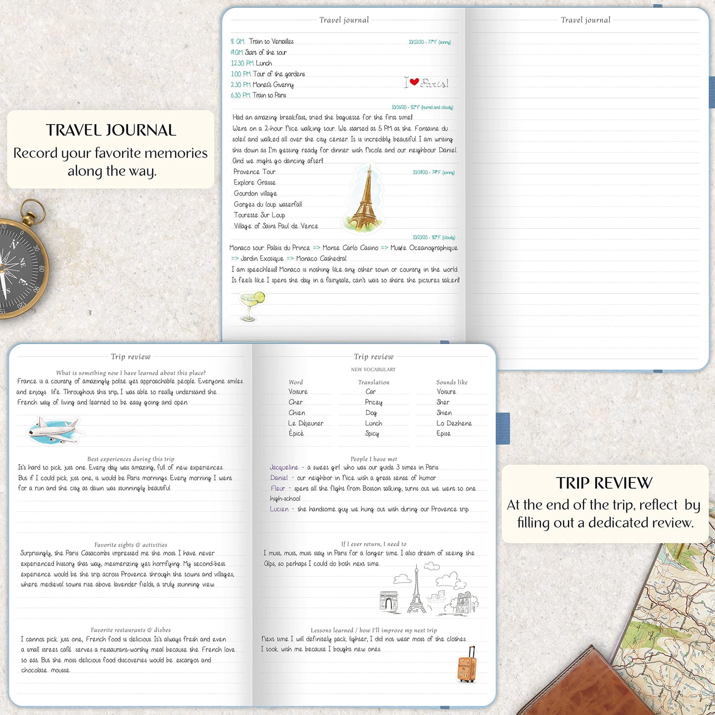 Legend Travel Planner – Vacation Itinerary Organizer for Solo Travel & Couples – Travelling Journal for Women & Men – Traveling Log with Expense Tracker & Packing List – Hardcover (Periwinkle)