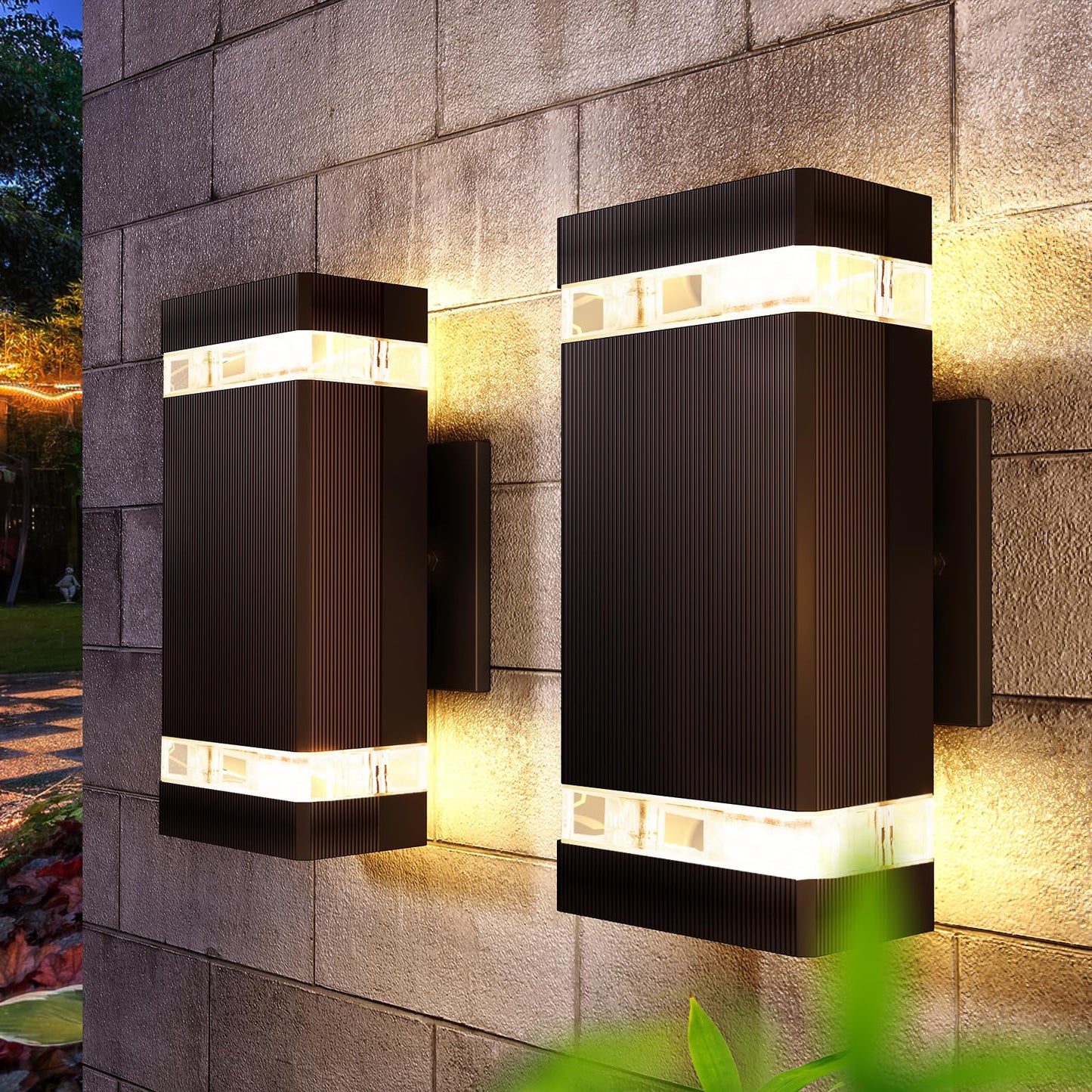 Square Up and Down Lights Outdoor Wall Light E26 with Bulbs Fixture Outdoor Wall Lights Aluminum Waterproof Outdoor Wall Lamps Outdoor Wall Sconce Exterior Lamps for Front Porch Patio Garage (2)