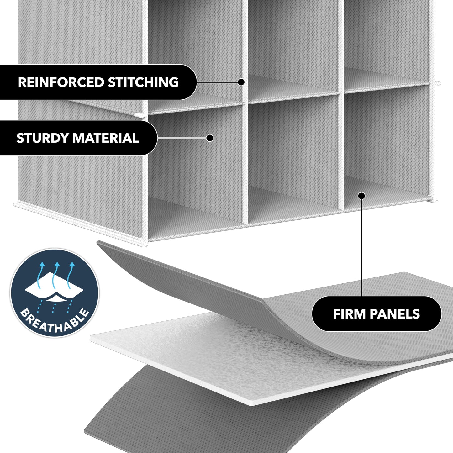 Simple Houseware Hanging Shoe Shelves Closet Organizer Storage, 24 Sections, Grey