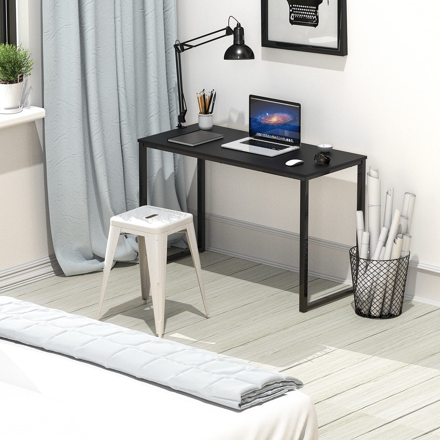 SHW Mission 32-Inch Home Office Computer Desk, 81 x 40 cm, Black