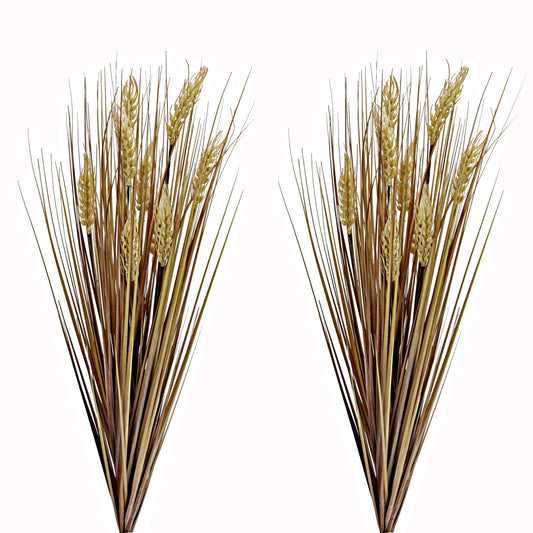 Admired By Nature 28" Artificial Autumn Flowers Artificial Wheat Grain Flowers Grass Bush for Home Kitchen Office Wedding Flowers Arrangement Farmhouse Decor Boho Party Fall Décor Table Decor, Gold