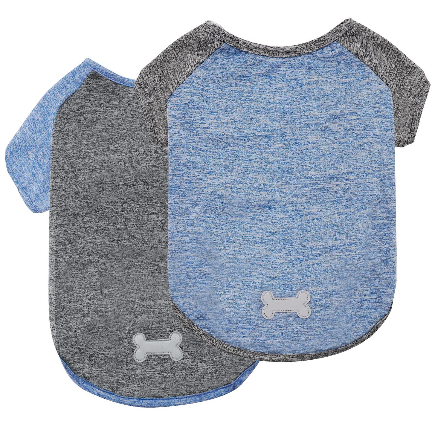 KYEESE 2 Pack Dog Shirts Quick Dry Raglan Sleeve Soft Stretchy Dog T-Shirts with Reflective Label Pet Clothes for Small Dogs