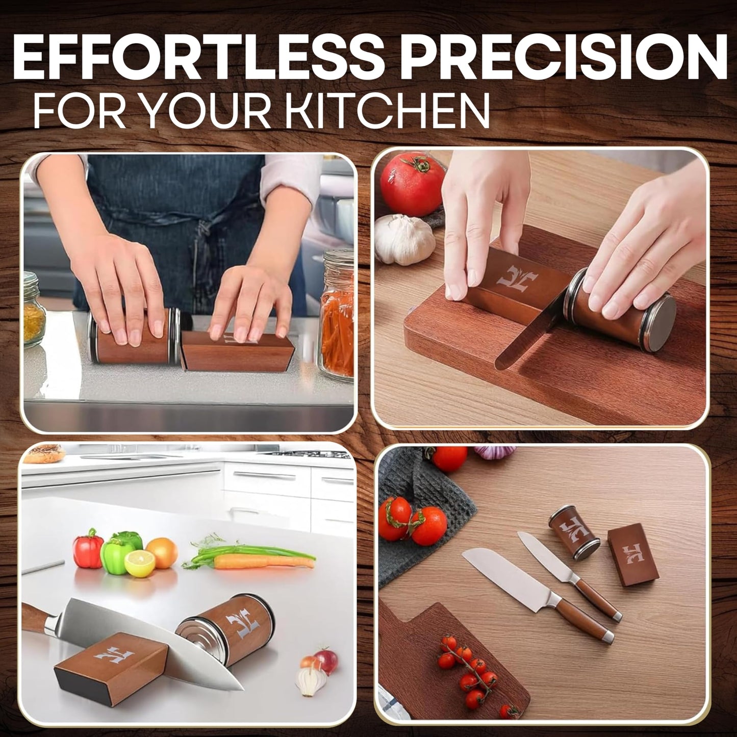 High Carbon Stainless Steel Rolling Knife Sharpener Kit – 400, 1000 & 3000 Grit Discs –15° & 20° Sharpening Angles – Professional & Home Kitchen Use – Restores Blunt Knives