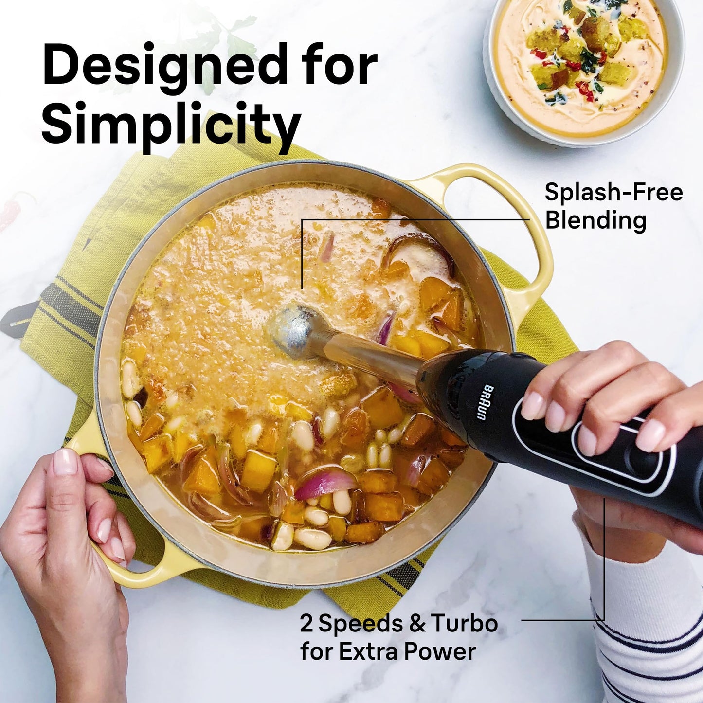 Braun MQ505 Portable Immersion Hand Blender, Powerful 350W Stick Blender, Dual Speed, Whisk, Beaker, Soup, Baby Food, Mixer, Hummus, Egg Beater, Smoothies