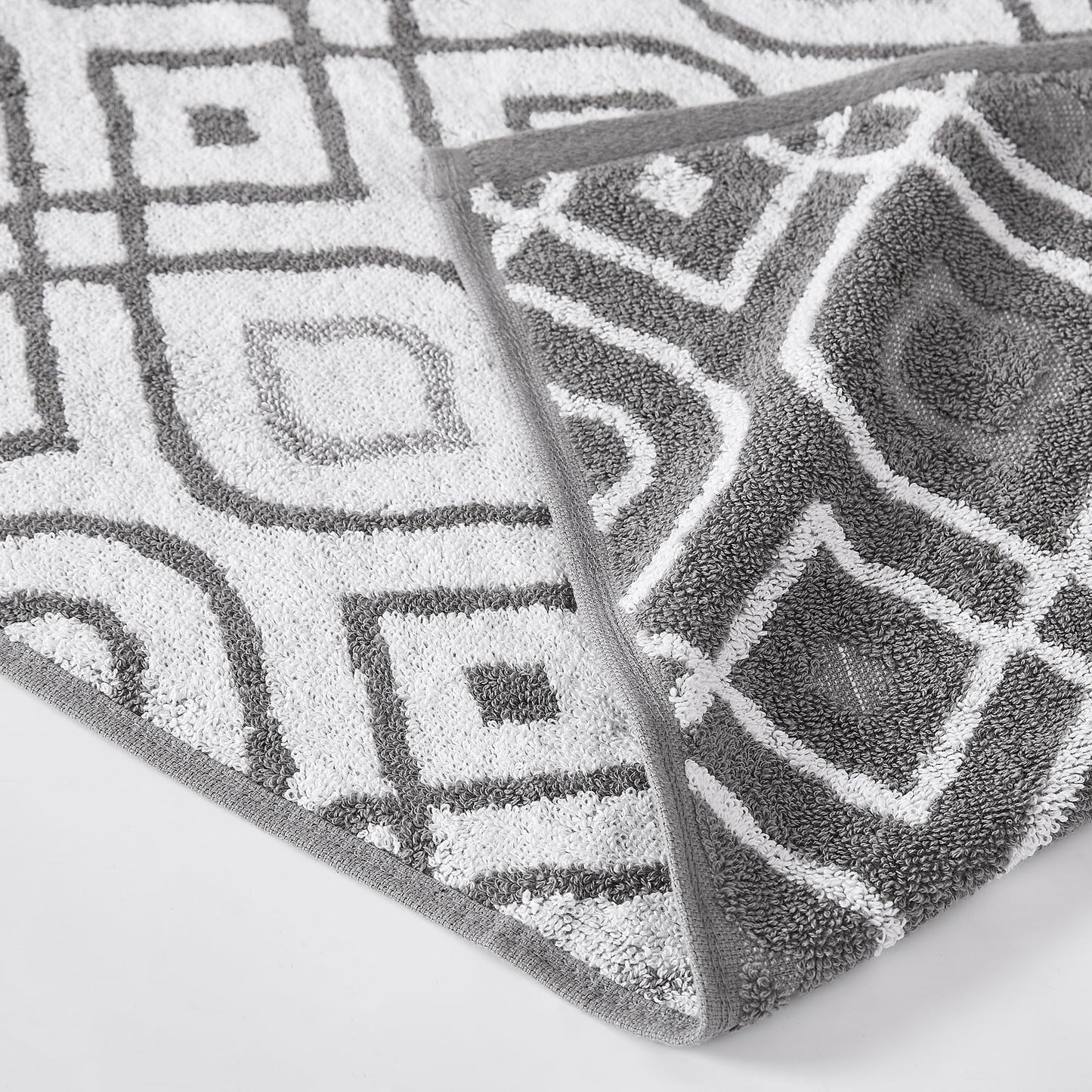 Amrapur Overseas 6-Piece Yarn Dyed Oxford Stripe Jacquard/Solid Ultra Soft 500GSM 100% Combed Cotton Towel Set [Ash Grey]