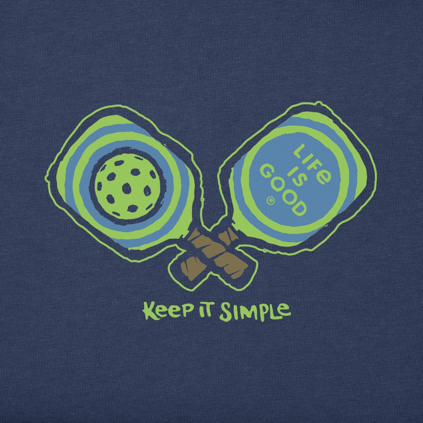 Life is Good Men's Keep It Simple Pickleball Short Sleeve Crusher Tee (XX-Large, Darkest Blue)
