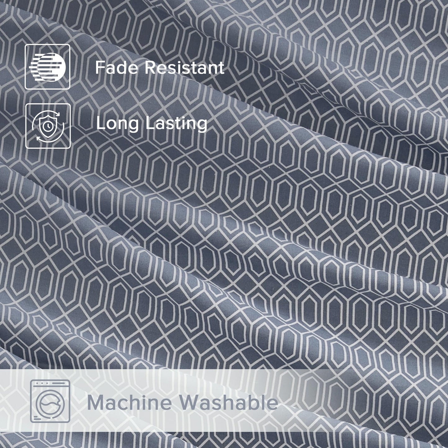 Comfort Spaces 100% Cotton Sheets Full, Breathable, Naturally Cool Cotton Sheets, Soft Cotton Bed Sheets with 14" Elastic Pocket Fits up to 16" Mattress, All Seasons Sheet Set, Diamond Blue 4 Piece