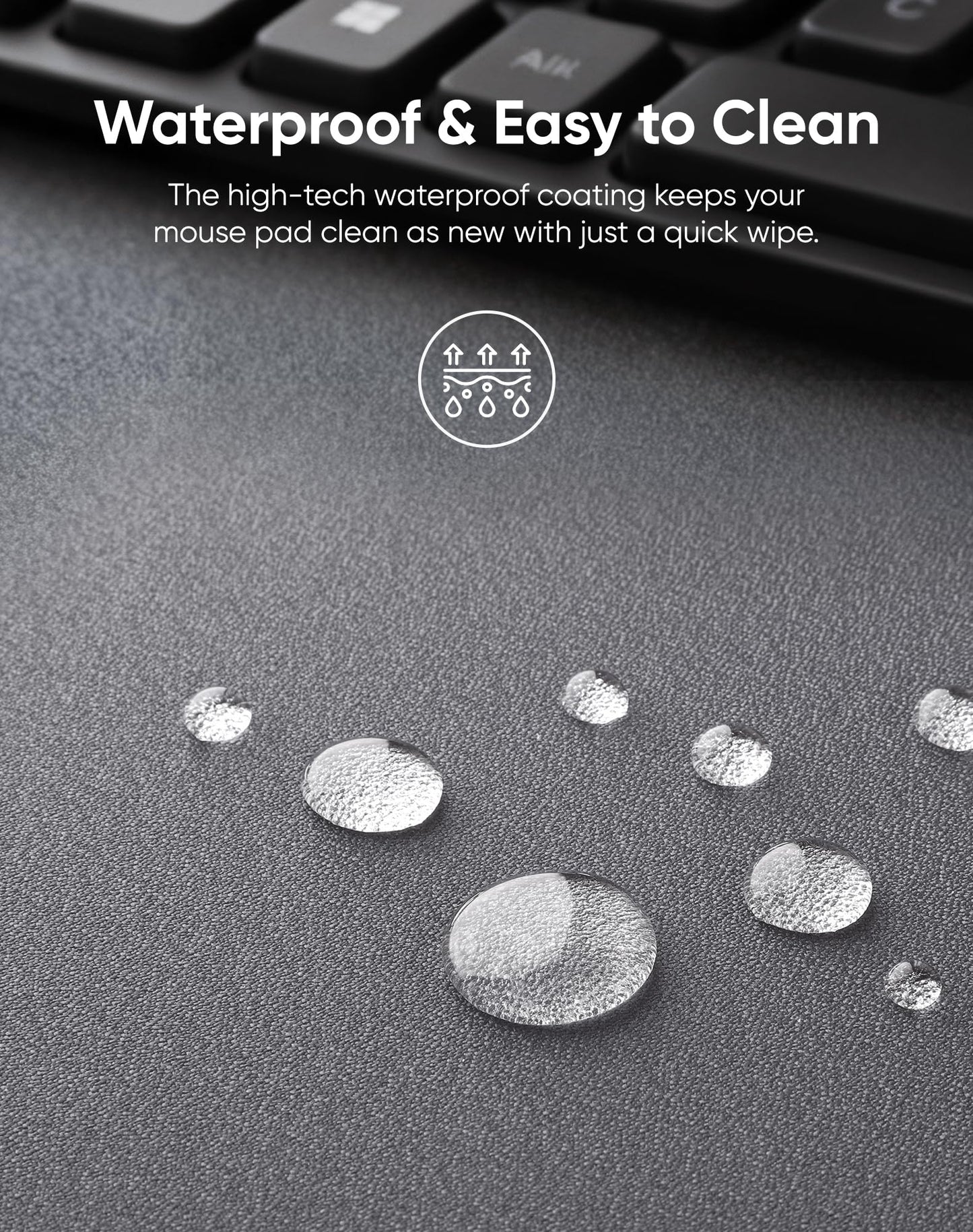 Reniteco Waterproof Large Gaming Mouse Pad with Durable Stitched Edges, Non-Slip Rubber Base, Grainy Jacquard Mouse Mat Desk Pad for Home Office Gaming, 30cm x70cm x0.3cm, Matte Gray