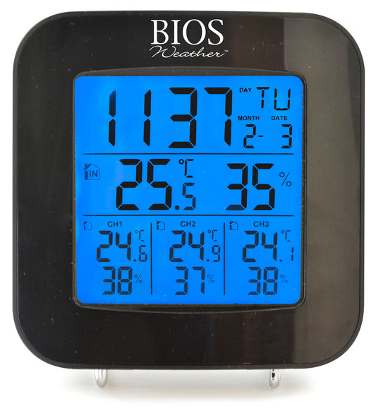 BIOS Weather Wireless Digital Weather Station with 3 Sensors, Clock, Time and Date, Wind Chill, Humidty, Barometric Pressure, Weather Resistant