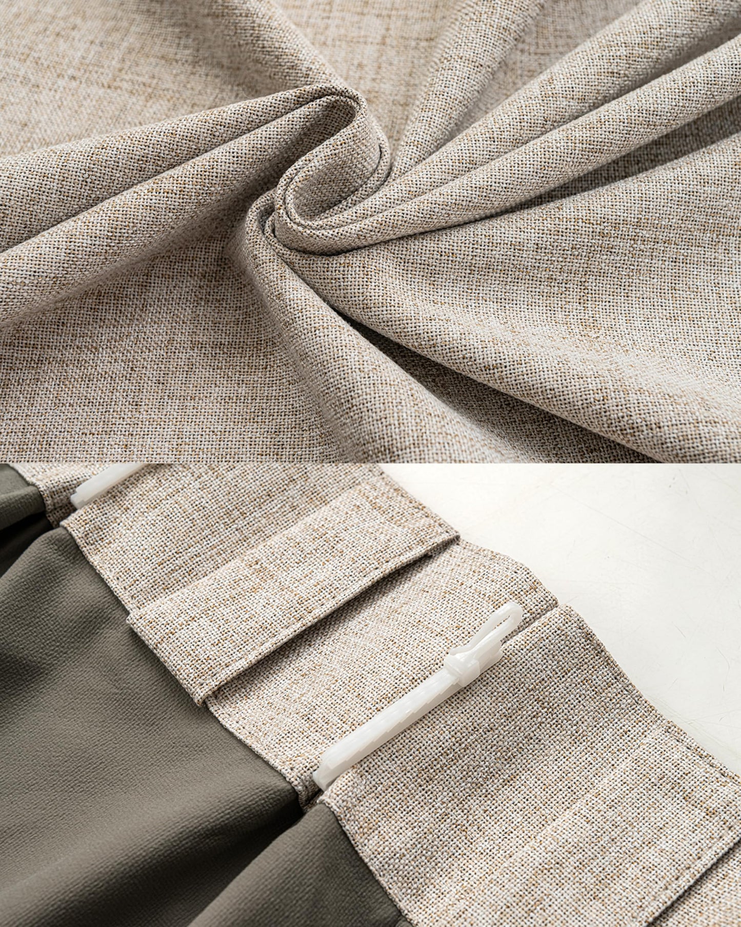 Gleantdeco 84 Inch Long Natural Linen Pinch Pleated 100% Blackout Curtains & Drapes, Farmhouse/Living Room/Bedroom Curtains 2 Panels Set, Thermal Insulated Window Room Darkening Curtain