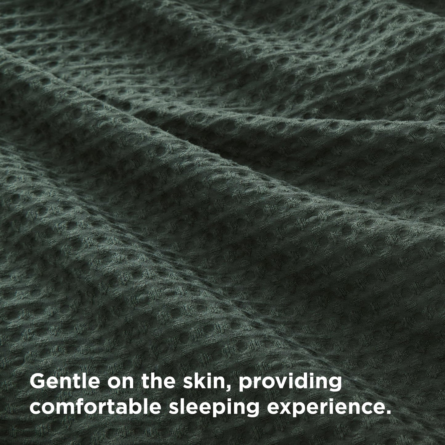 Bedsure Luxury Waffle Duvet Cover Queen Size - Textured Duvet Cover Set, Soft, Breathable Bedding Set (90"x90") with 2 Pillow Shams for All Season, Dark Green, Comforter Not Included