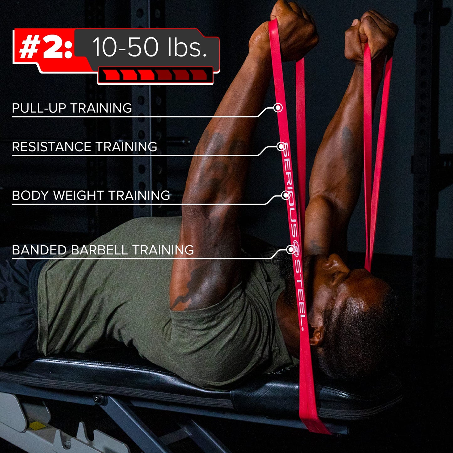 Serious Steel Assisted Pull-Up Band, Resistance & Stretch Band | Powerlifting Bands | Pull-up and Band Starter e-Guide Included (Single Unit) 41-inch (4 Band Set)