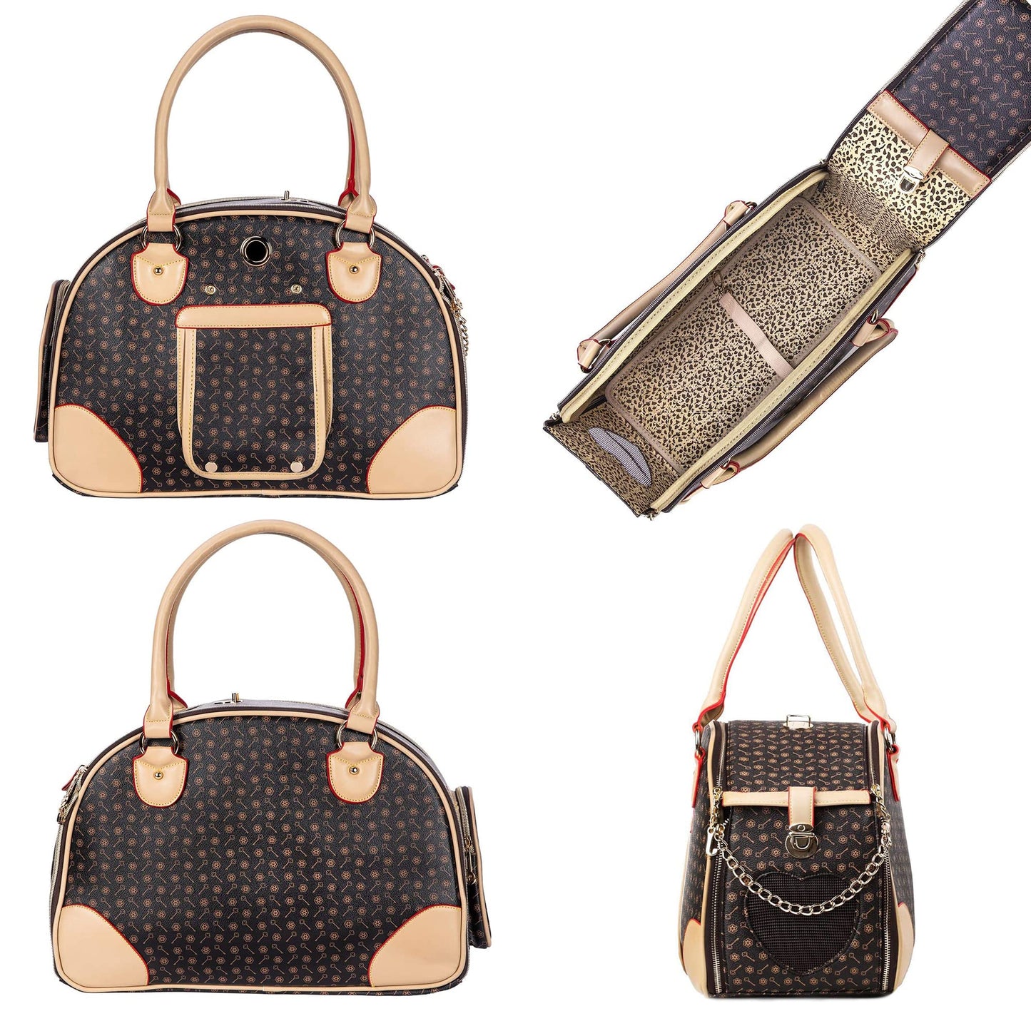 Adriene's Choice Luxury Pet Carrier Puppy Small Dog Carrier Cat Carrier Bag Waterproof Premium PU Leather Carrying Handbag for Outdoor Travel Walking Hiking Shopping