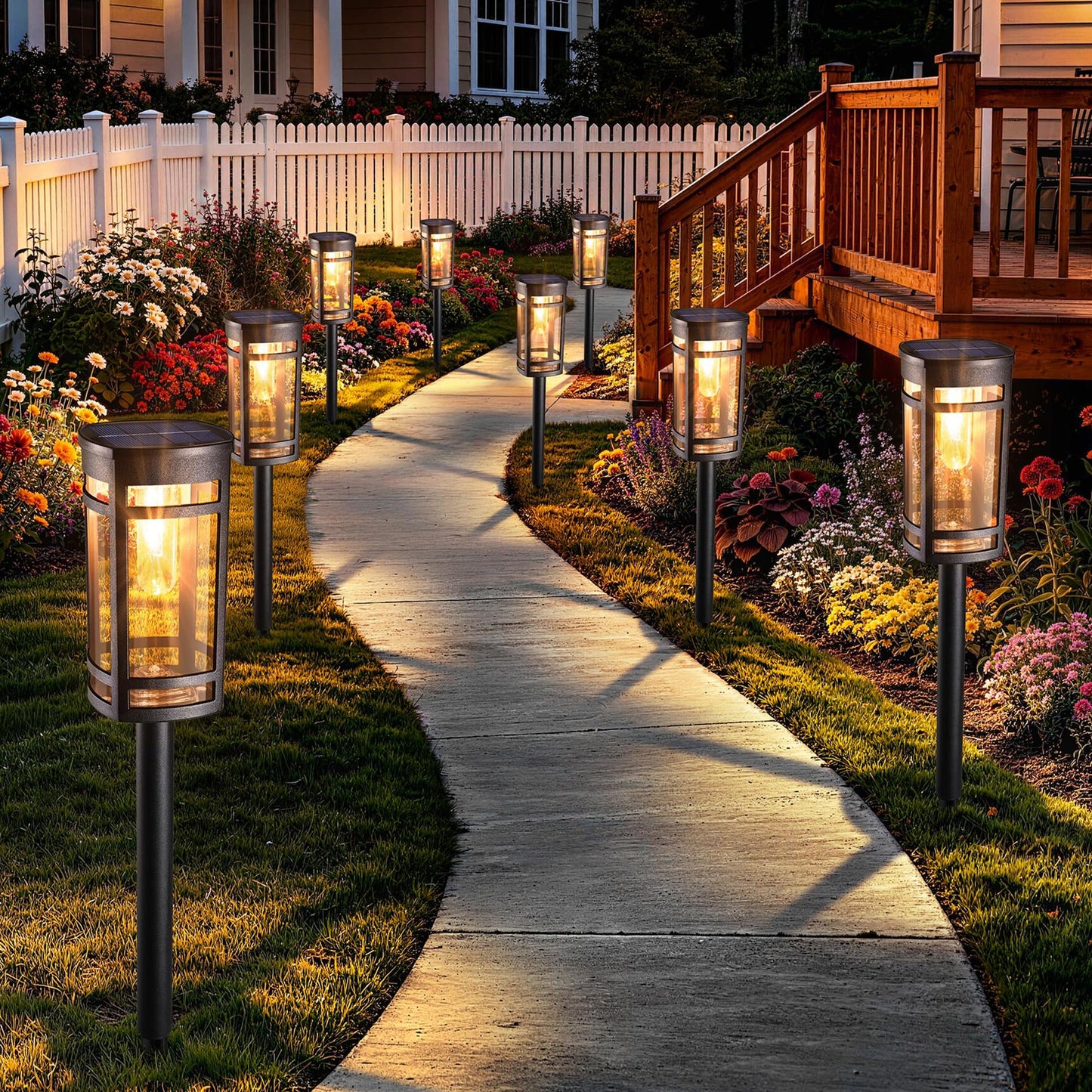 iBaycon Solar Pathway Lights, 8 Pack LED Solar Powered Garden Lights Outdoor Waterproof for Yard Path Landscape Lawn Stairway Walkway (White)