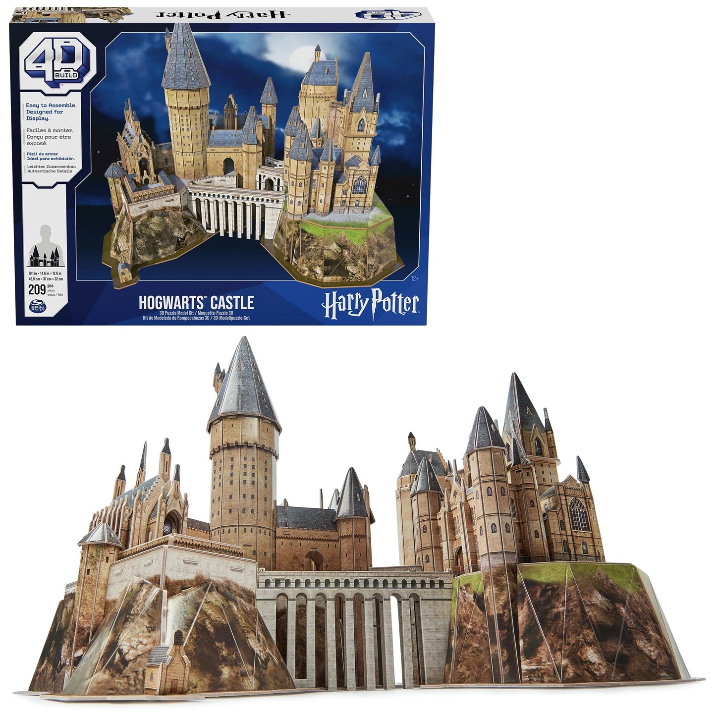 4D Build, Harry Potter Hogwarts Castle 3D Puzzle Model Kit 209 Pcs | Harry Potter Gifts Desk Decor | Building Toys | 3D Puzzles for Adults & Teens 12+