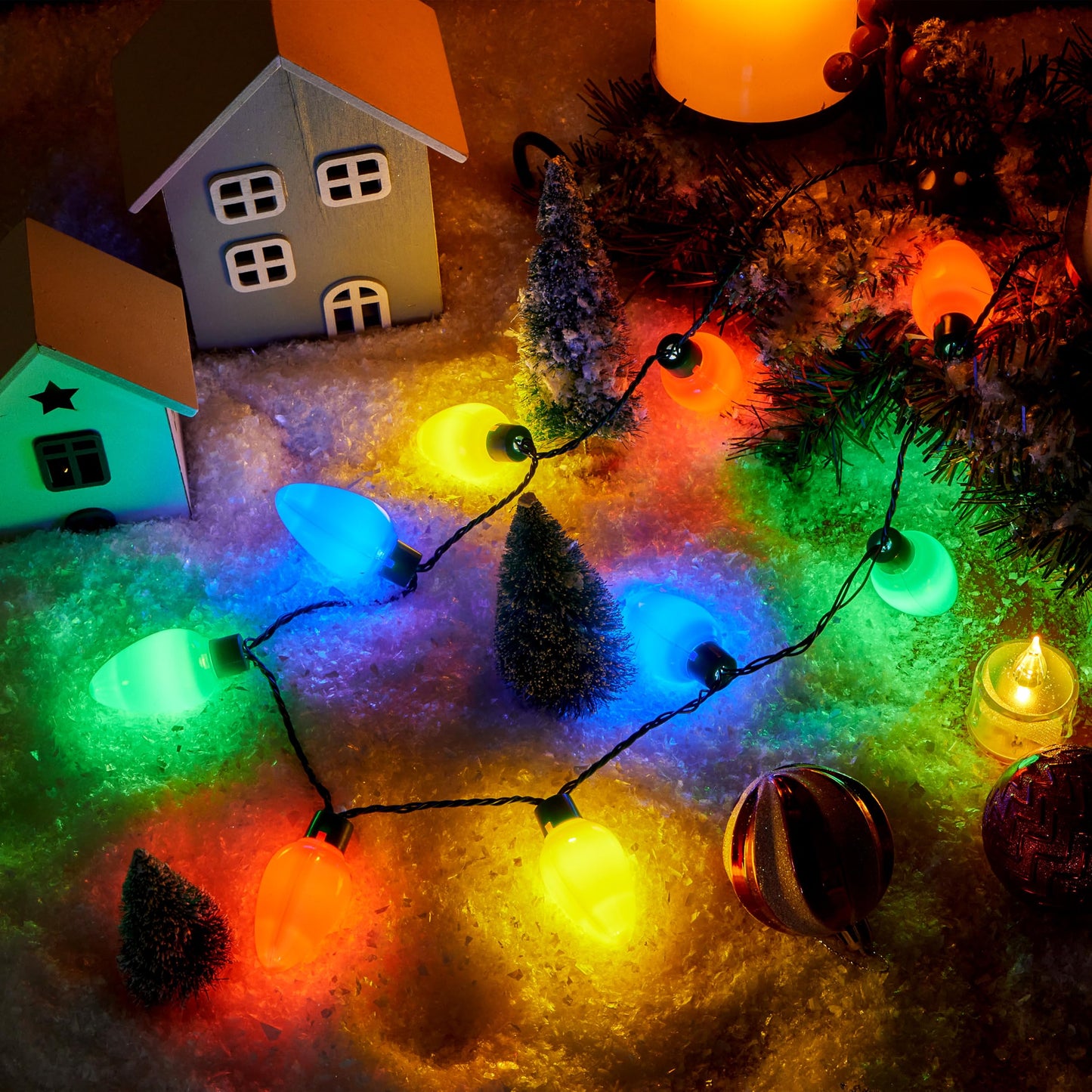 JOYIN 12 Packs Christmas LED Light Up Bulb Necklaces 9 Bulbs LED Necklaces Holiday Necklace Costume Accessories for Christmas Xmas Party Favor Party Supply