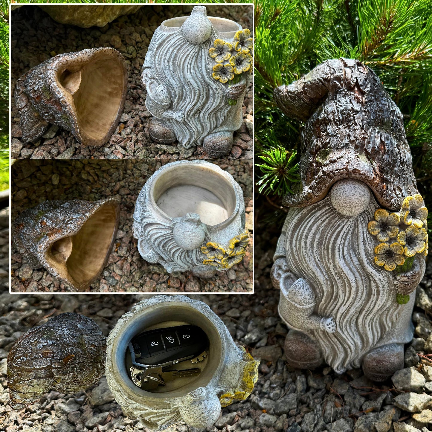 Mood Lab Garden Gnome - Key Hider Gnome Figurine - 9.25 inch (23.5 cm) Tall Lawn Statue - for Outdoor or House Decor