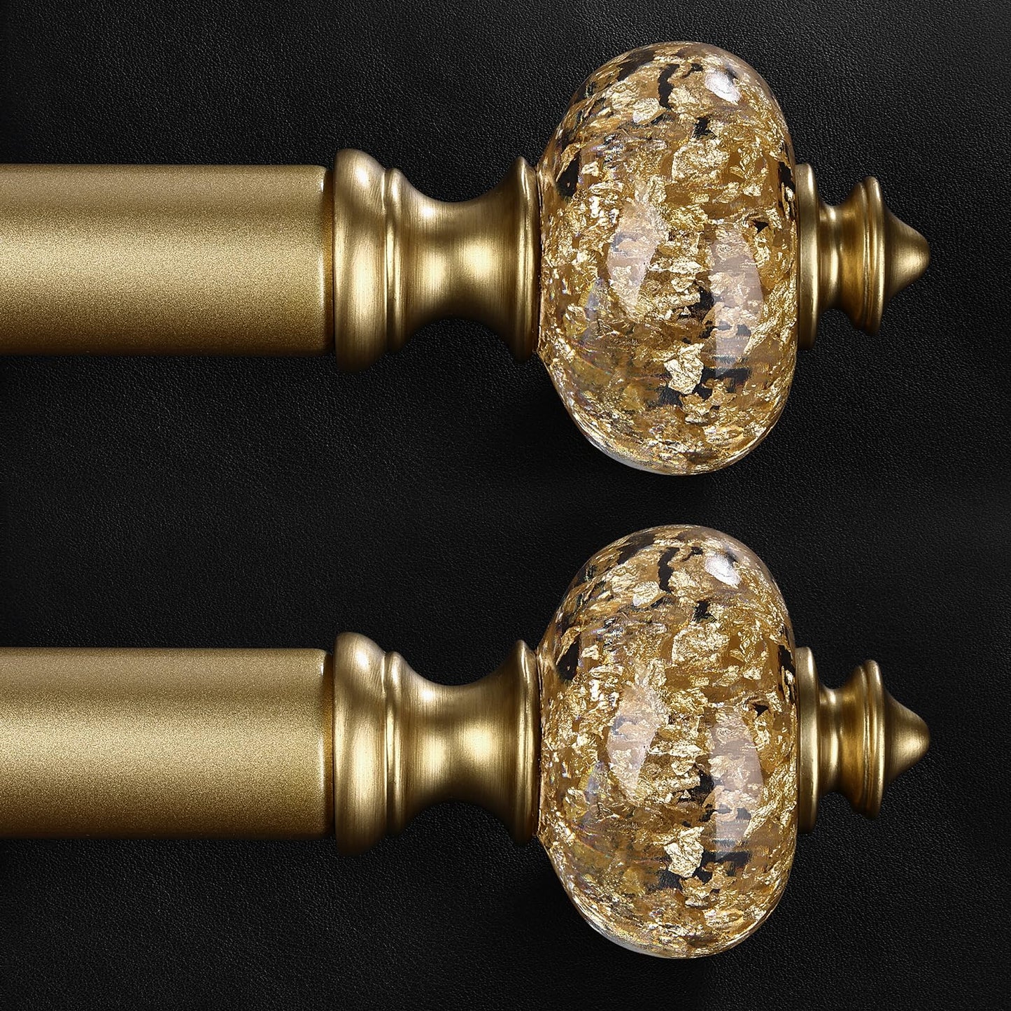 2 Pack Gold Curtain Rod for Windows 28 to 48 Inches, 1'' Heavy Duty Adjustable Modern Drapery Rods with Unique Crystal Finials, Luxury Decorative Curtain Rods, Size: 30-60''