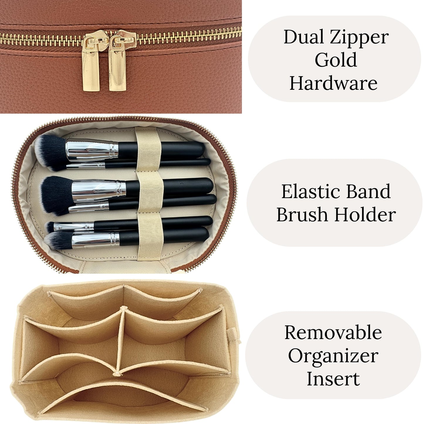 JAZD Vanity Case Makeup Bag with Removable Organizer Divider, Travel Toiletry Cosmetic Organizer for Women (PINK)