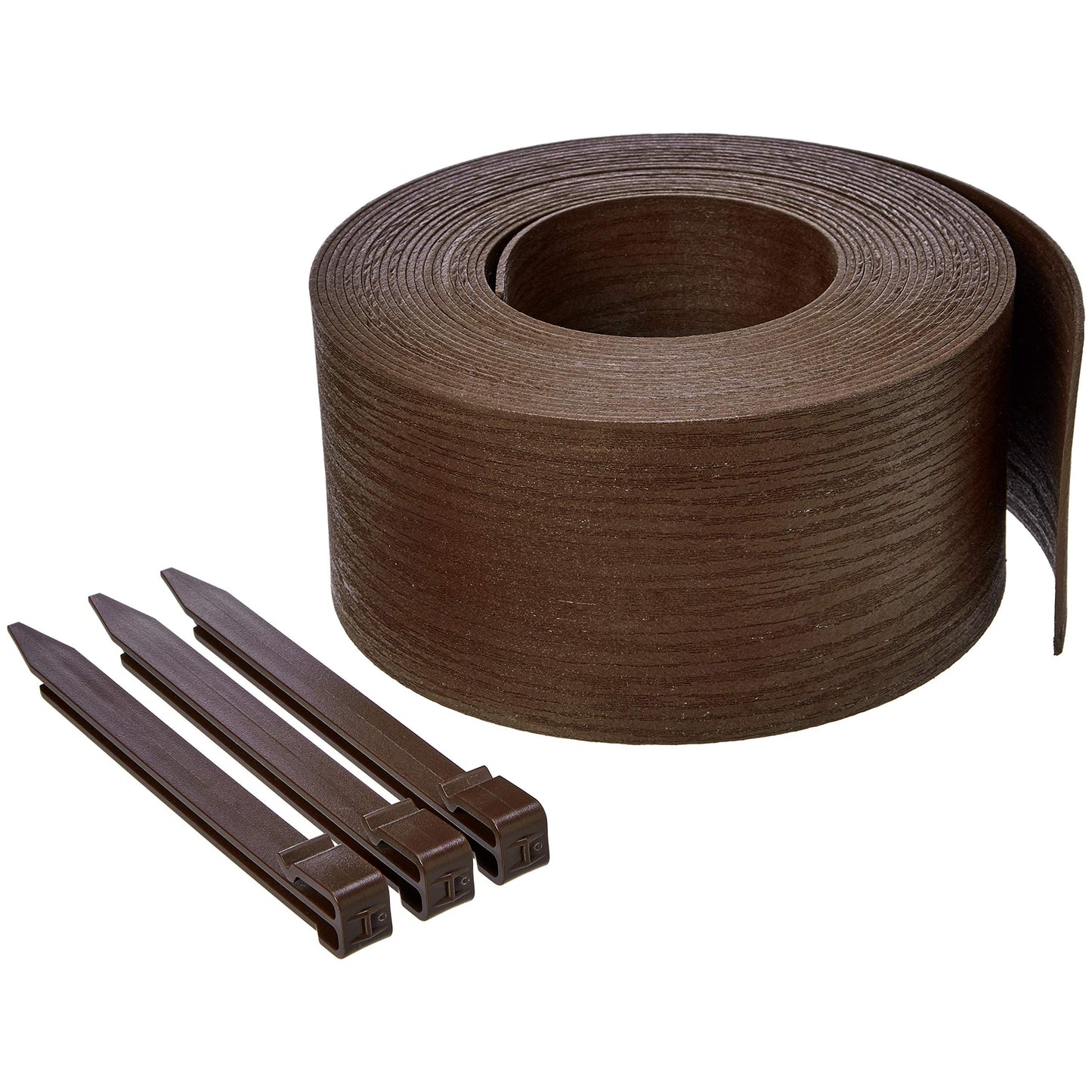 Amazon Basics Landscape Edging Coil, 10 Stakes, 5 inch x 40FT, Brown