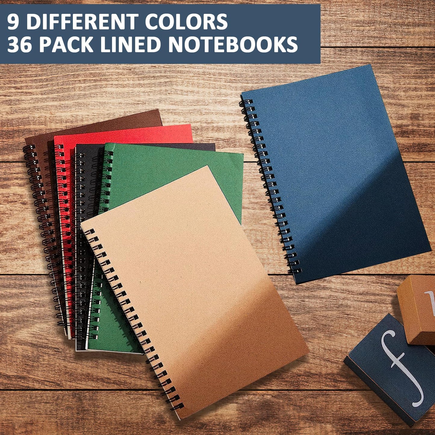 36 Pack Spiral Notebook Journal, A5 Size Lined Spiral Notebook College Ruled Writing Notebooks Bulk Sketchbook Notepad for Office School Supplies, 50 Sheets/100 Pages(9 Colors)