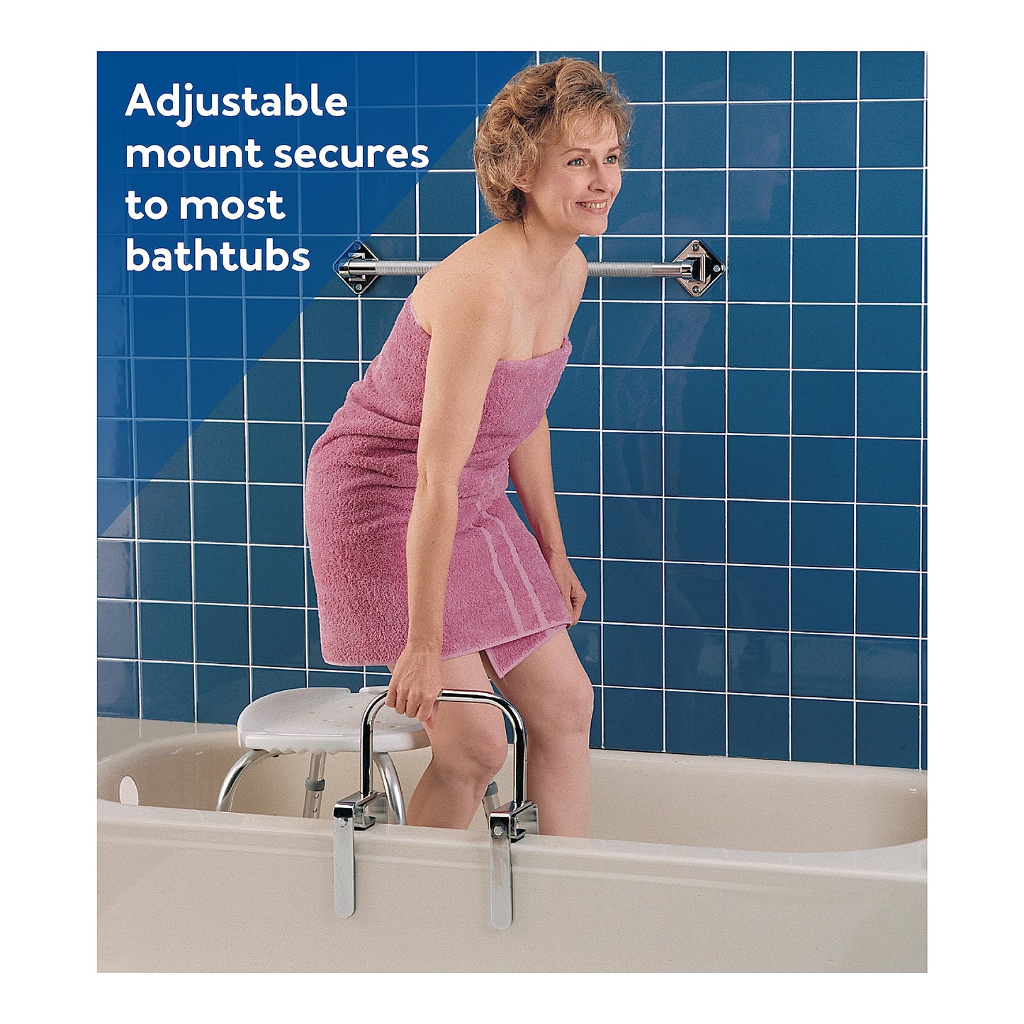 Carex Bathtub Rail with Chrome Finish - Bathtub Grab Bar Safety Bar For Seniors and Handicap - For Assistance Getting In and Out of Tub, Easy to Install on Most Tubs