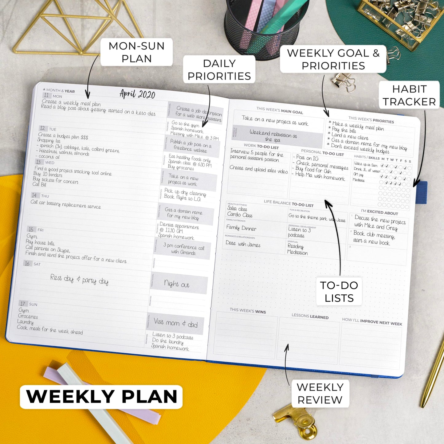 Clever Fox Planner Pro Premium Edition – Luxurious Weekly & Monthly Planner + Budget Planner Organizer for Productivity & Reaching Goals, Undated, A4 Hardcover + Keepsake Box – Navy Blue