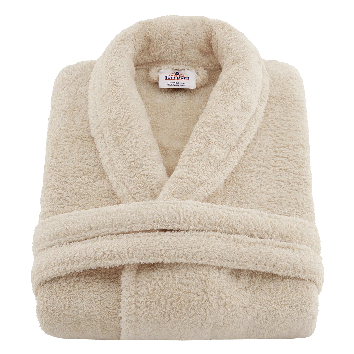 American Soft Linen Warm Fleece Robe, Mens and Womens Robe Fuzzy, 1 Piece Unisex Plush Adult Bathrobe for Bathroom, Beige, Large-X-Large