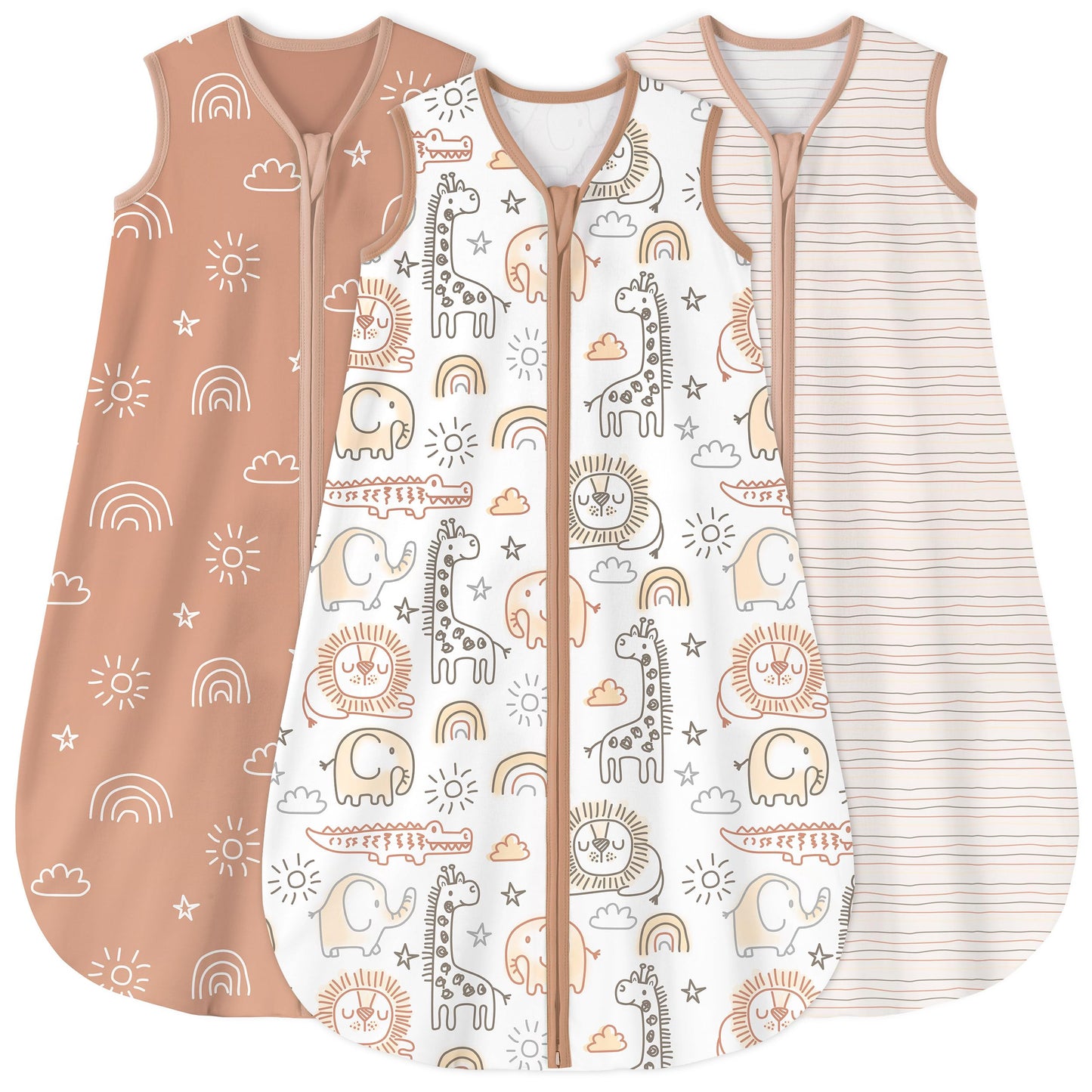 Yoofoss Baby Sleep Sack 6-12 Months 0.5 Tog Wearable Blanket for Baby, 3 Pack 100% Organic Cotton Infant Toddler Sleeping Sack 2-Way Zipper Lightweight Sleep Sack