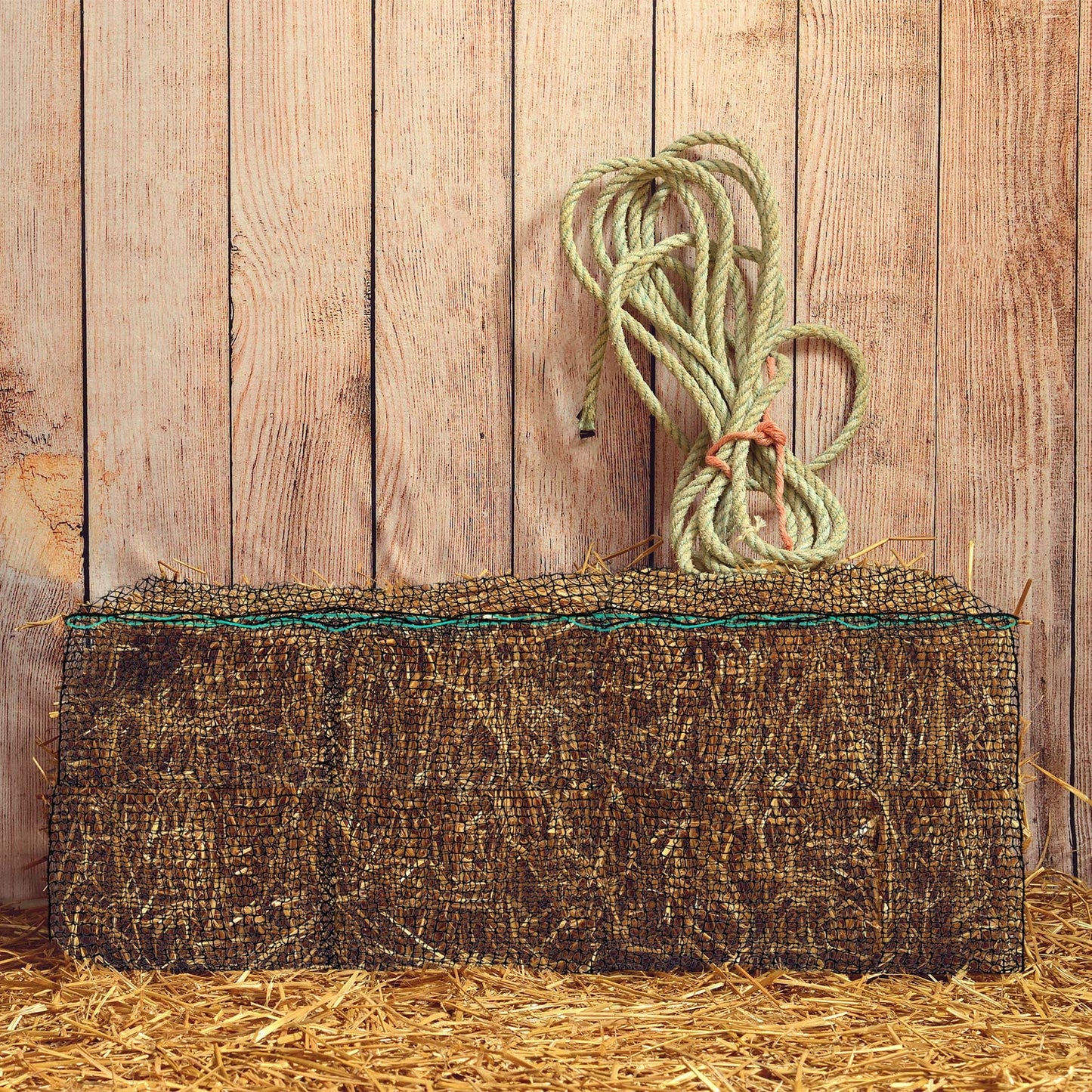 Riakrum 2 Pcs Square Bale Hay Net 5 mm Thick 47 x 20 x 20 Inch Black Large Bale Net Whole Slow Feeder Hay Bags Horse Full Hay Net Feeding Supplies for Horse Mule Goat Cattle Feed