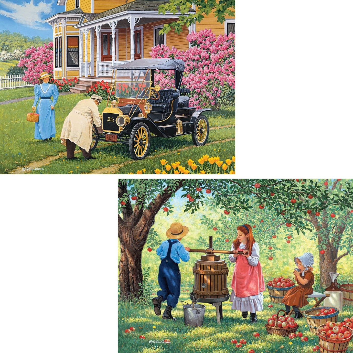 Bits and Pieces - 4-in-1 Multi-Pack - 1000 Piece Jigsaw Puzzles for Adults-Each Measures 20" x 27" (51cm x 69cm)-Days of Yore by Artist John Sloane