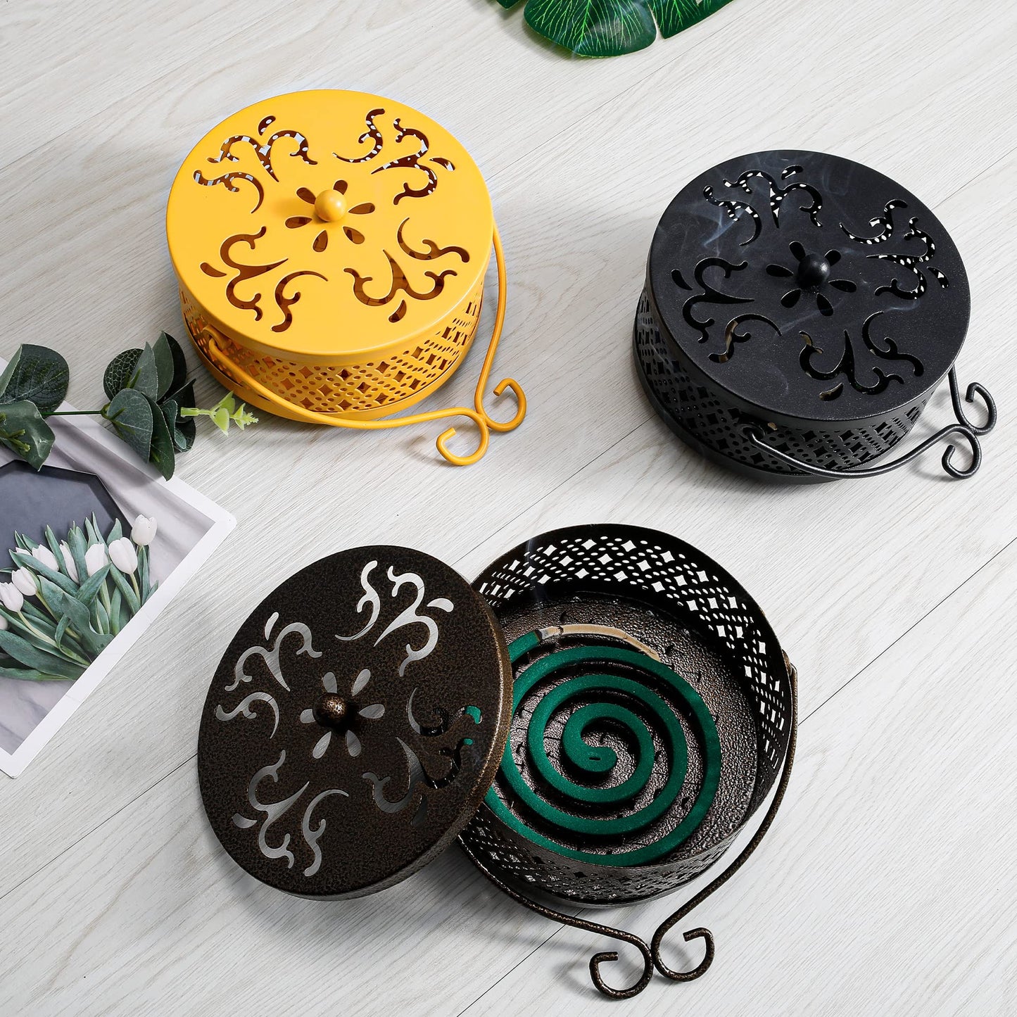 MyLifeUNIT 2 Pack Retro Portable Incense Burner for Home and Camping (Black)