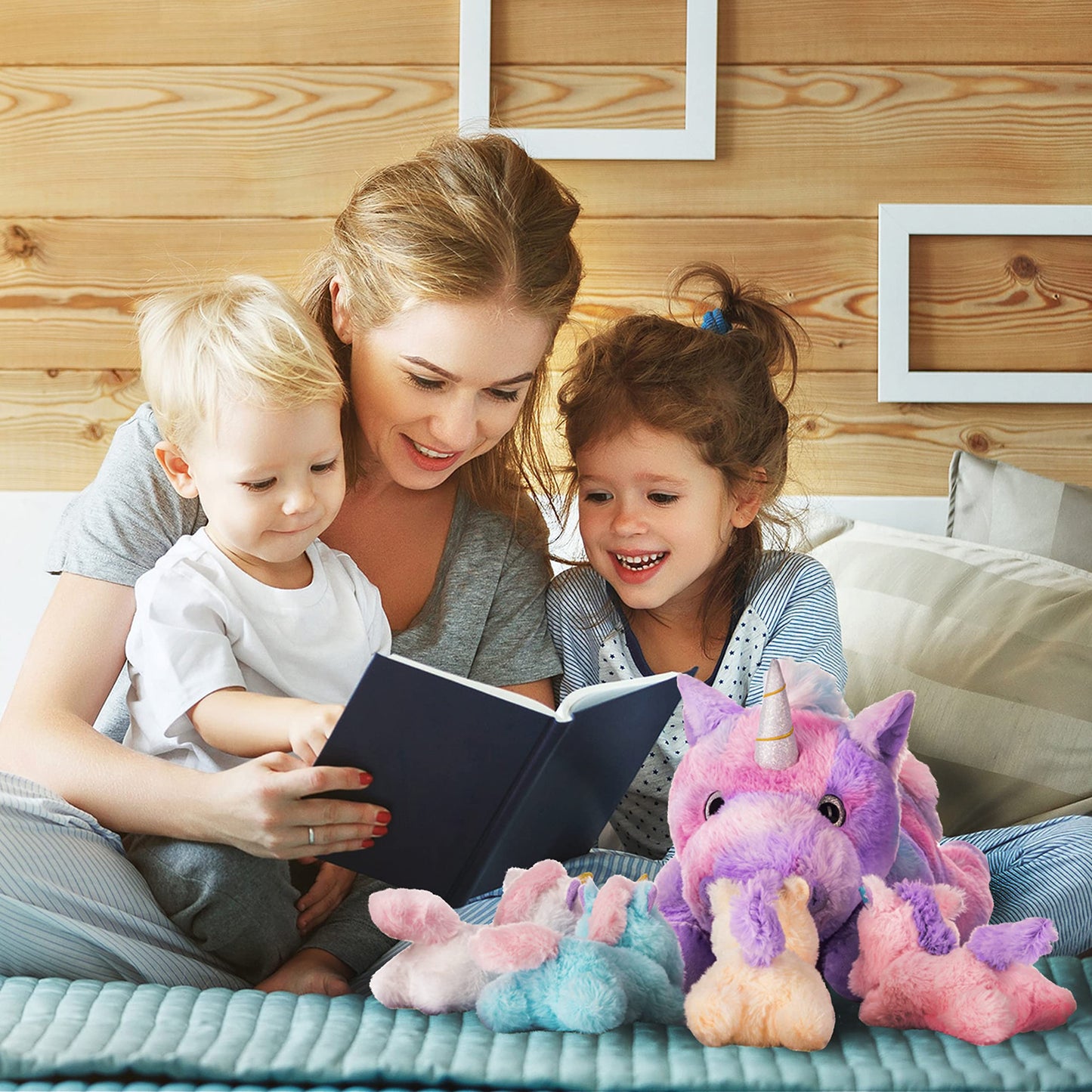 IKASA Mami Unicorn Cuddly Toy Soft Toy 48 cm Mum and Baby Plush Toy for Girls Age 4-6 Plush Toy, Gift for Children