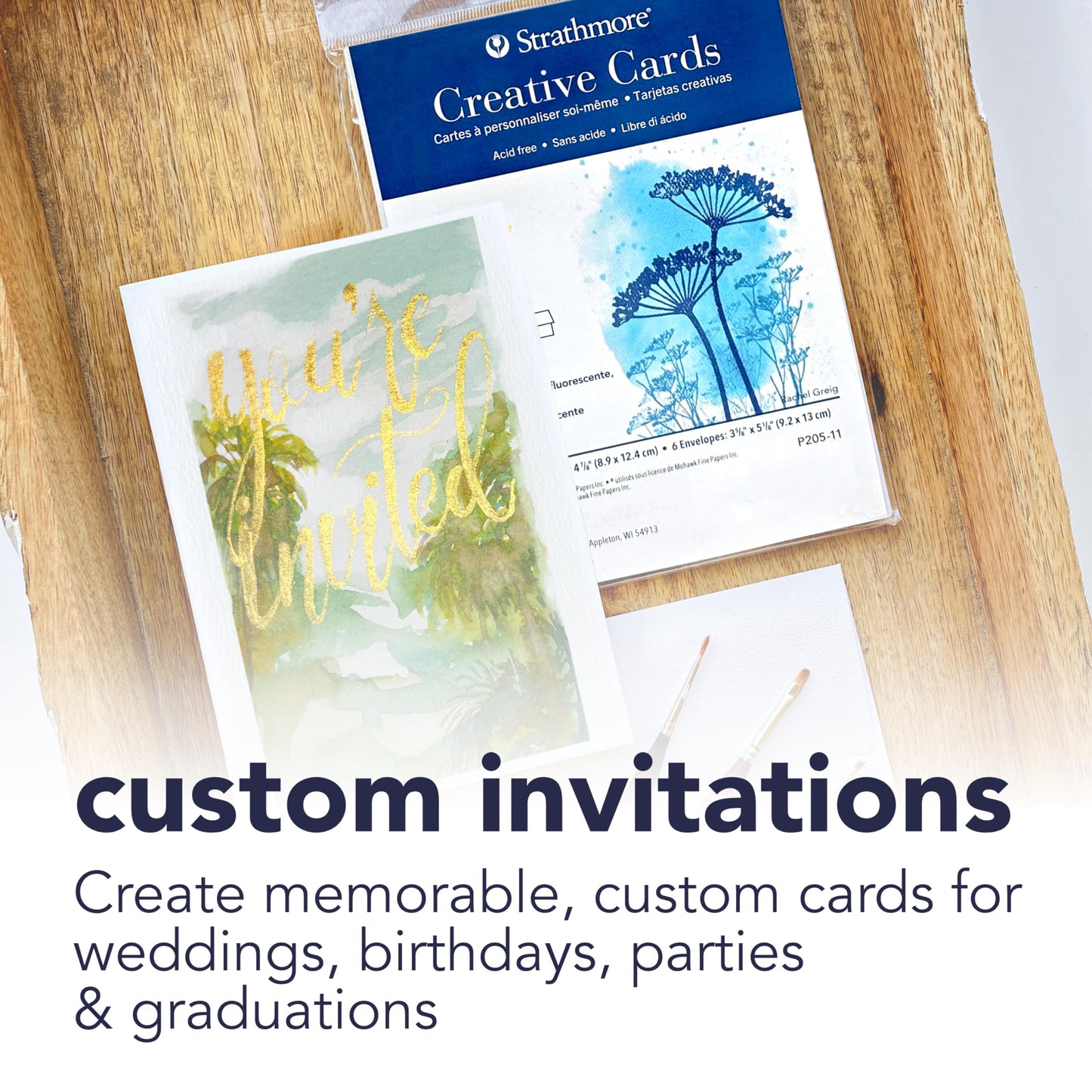 Strathmore Creative Cards, Ivory with Deckle Edge, 5x6.875 inches, 50 Pack, Envelopes Included - Blank Greeting Cards for Weddings, Events, Birthdays