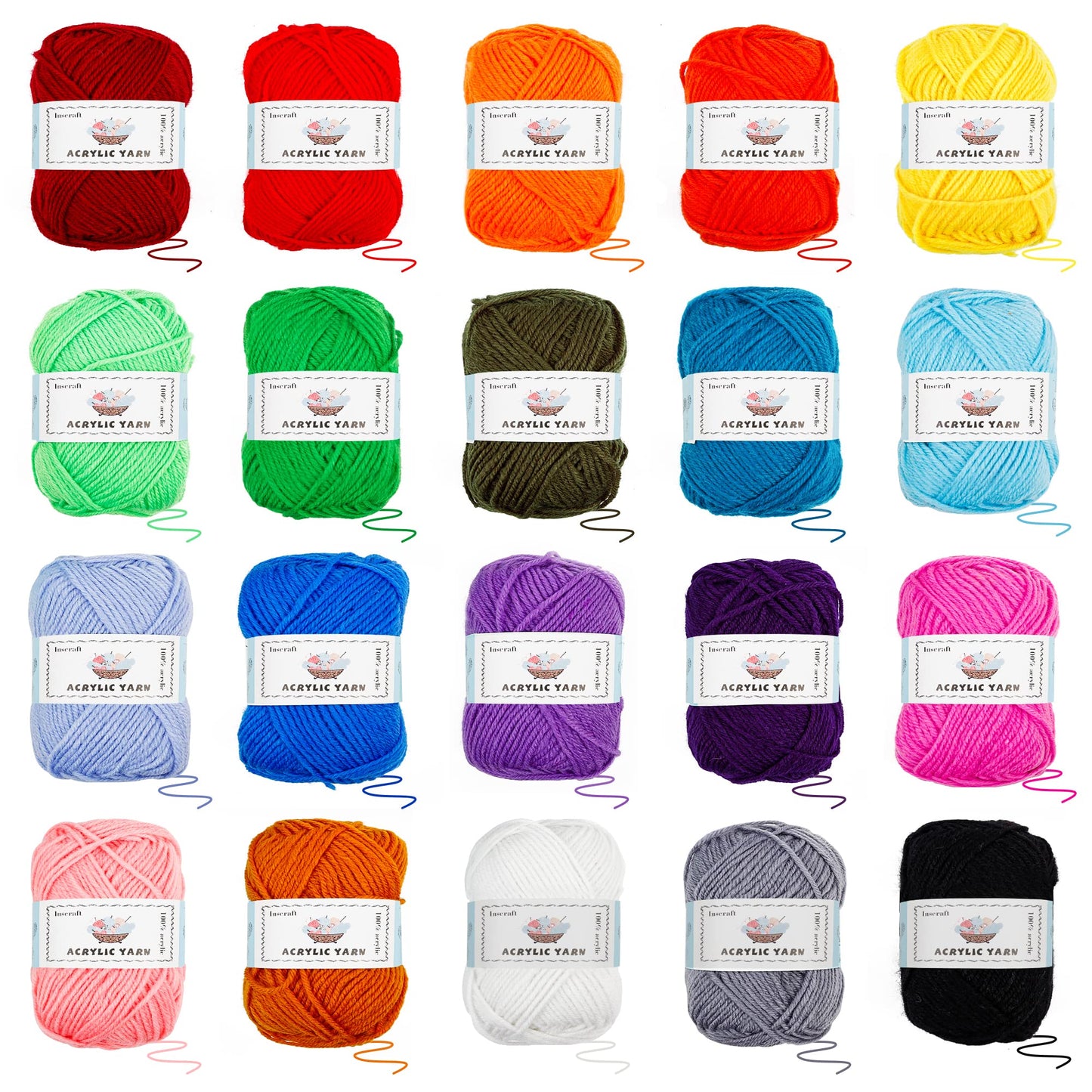 20 Large Acrylic Yarn Skeins-105 PCS Crochet Kit with Hooks Set, Premium Bundle Includes 2000 Yards Yarn Balls, Needles, Accessories, Ideal Starter Pack for Kids Adults Beginner Professionals