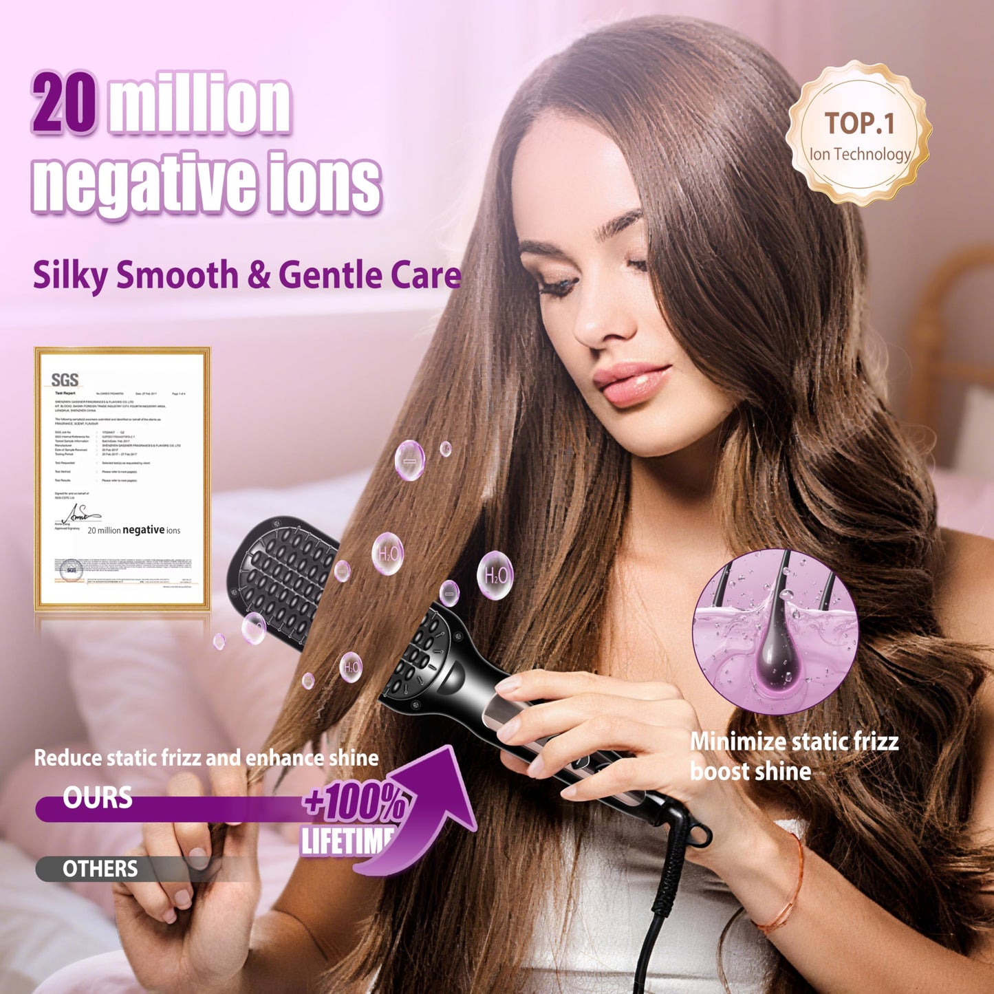 2025 Upgraded hair straightener brush | 20 Million Negative Ions | 53W Ultra-High Power |PTC Ceramic Rapid Heating Technology | hair brush straightener for women Delivers salon-level care suitable for all hair types.