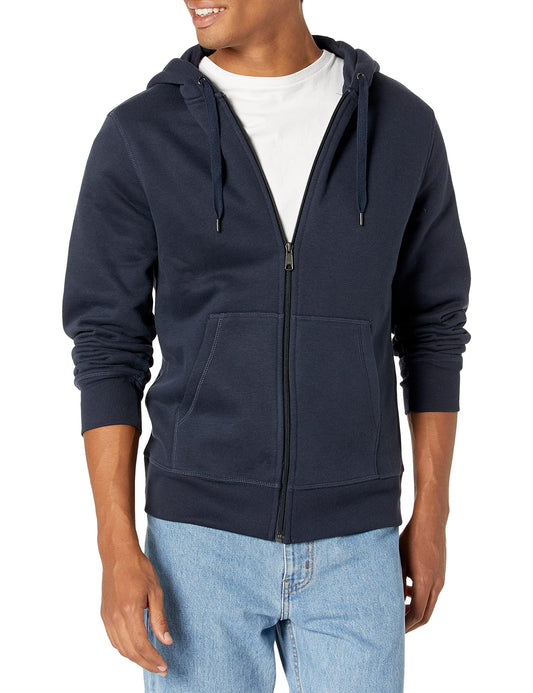 Amazon Essentials Men's Big & Tall Full-Zip Hooded Fleece Sweatshirt, Navy, 3X